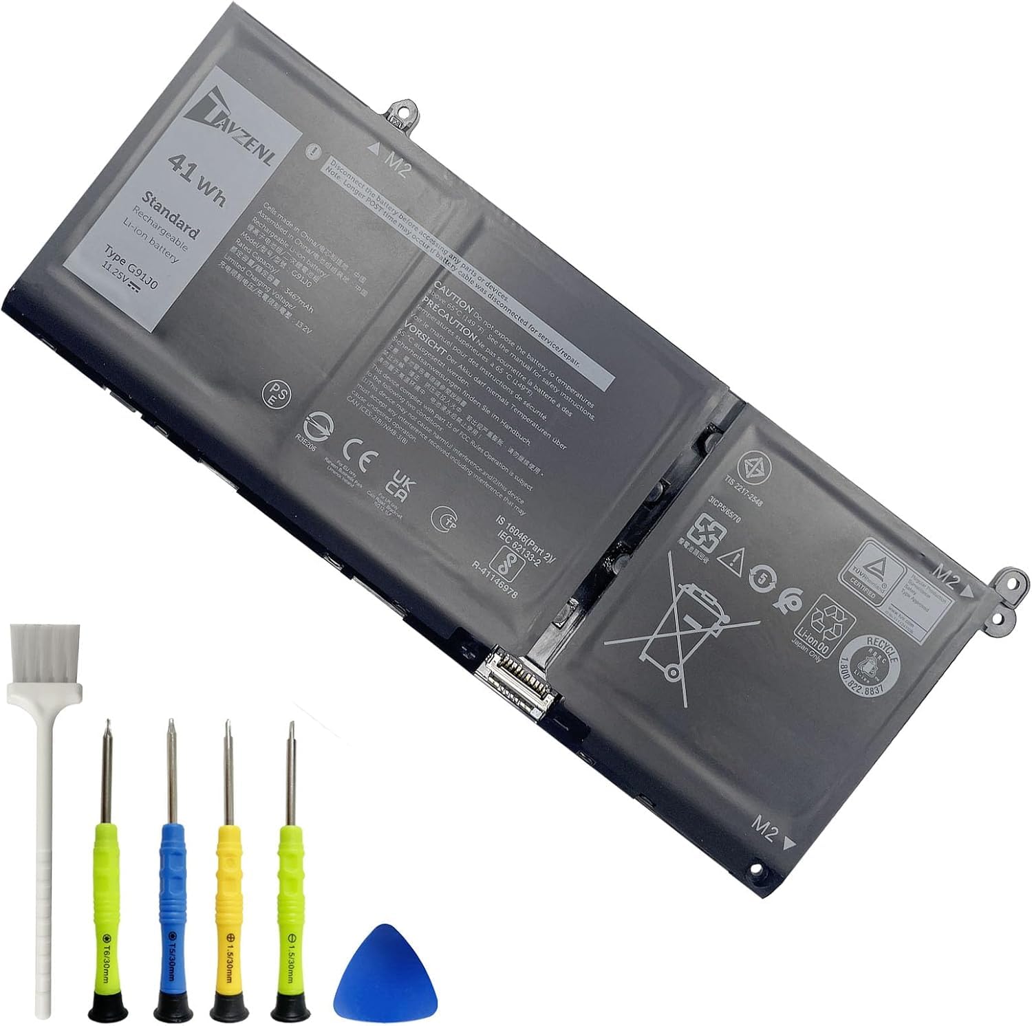 G91J0 41Wh Battery Replacement for Dell Latitude 3520 3420 3330 3320 Inspiron 5518 5515 5510 5410 5310 3530 3525 3515 3511 3510 Vostro 5625 5620 14 Plus 7415 7420 2-in-1 Series 11.25V 3467