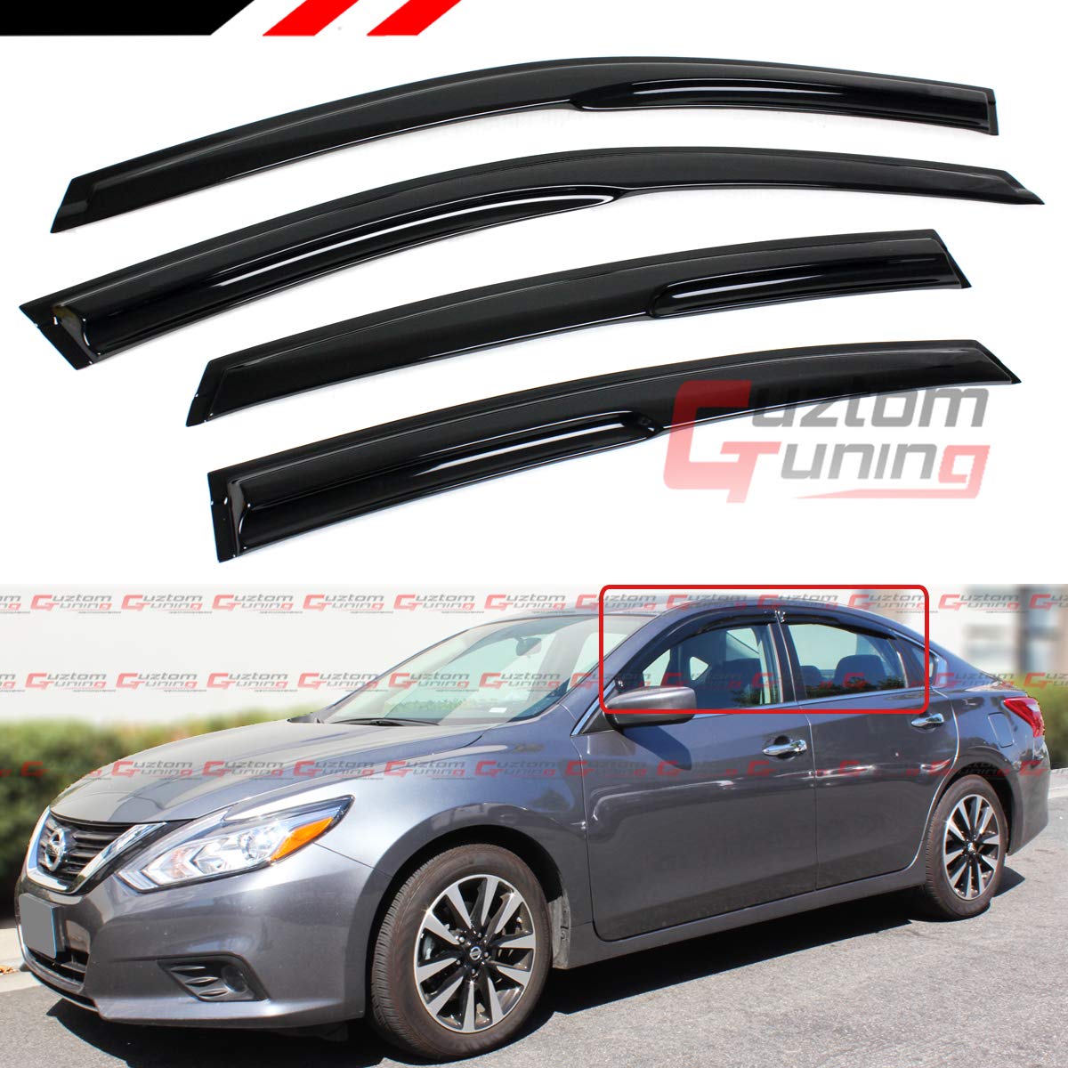 thumbnail image 2 of TuningPros Outside Mount Window Visor Deflector Smoke Tinted 4 Pcs Set For 2008 2012 Jeep Liberty 2 of 12