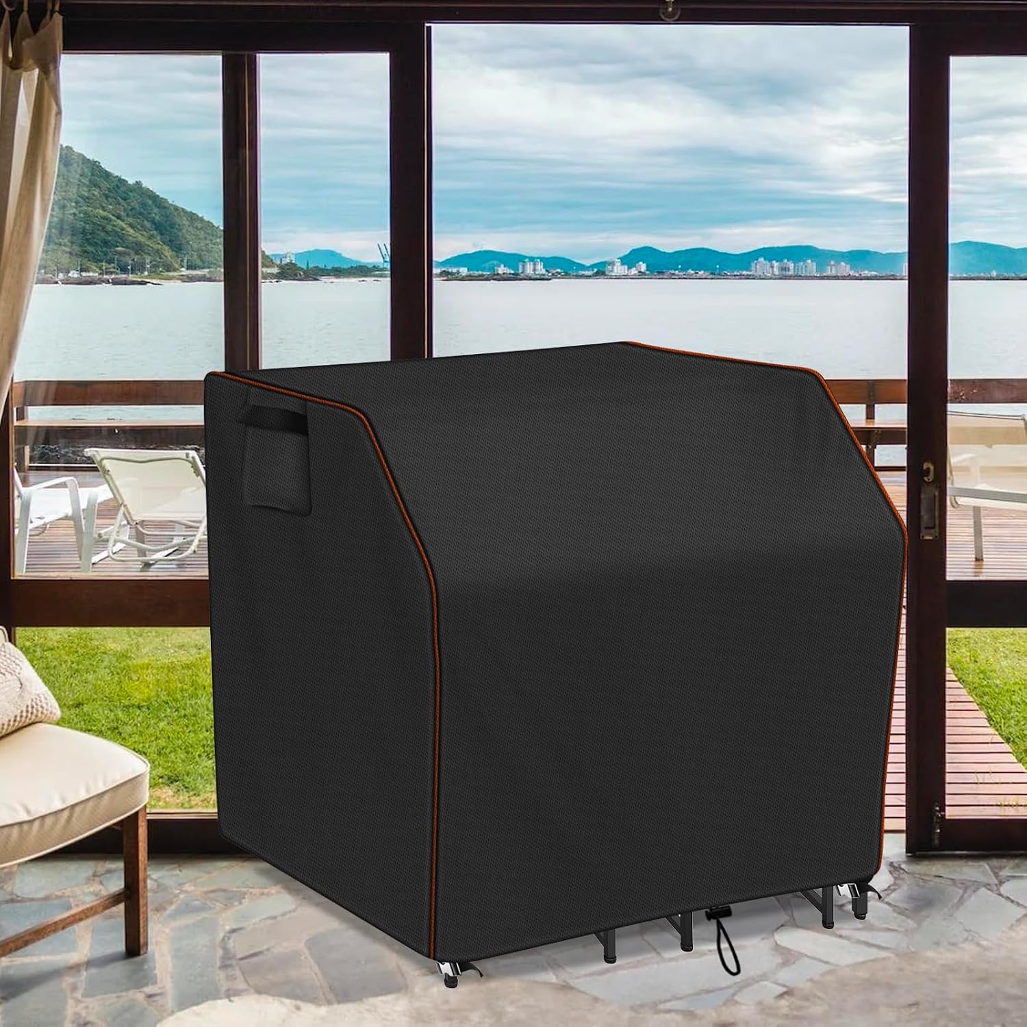 Patio Bar Set Cover, Waterproof Outdoot Bar Set Cover 420D Oxford Protective Wicker Bar Table Set Dustproof Cover 41"L X 40"W X 38"H,Black