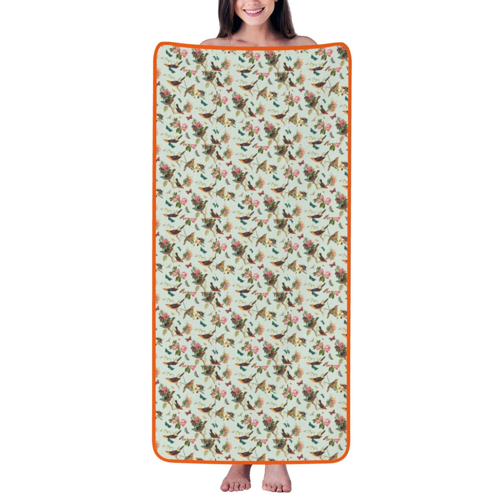 ZTPOWQA Bird Pattern Print Coral Velvet Bath Towel For Home Gym Lounging Bathroom Spa Hotel Beach Travel