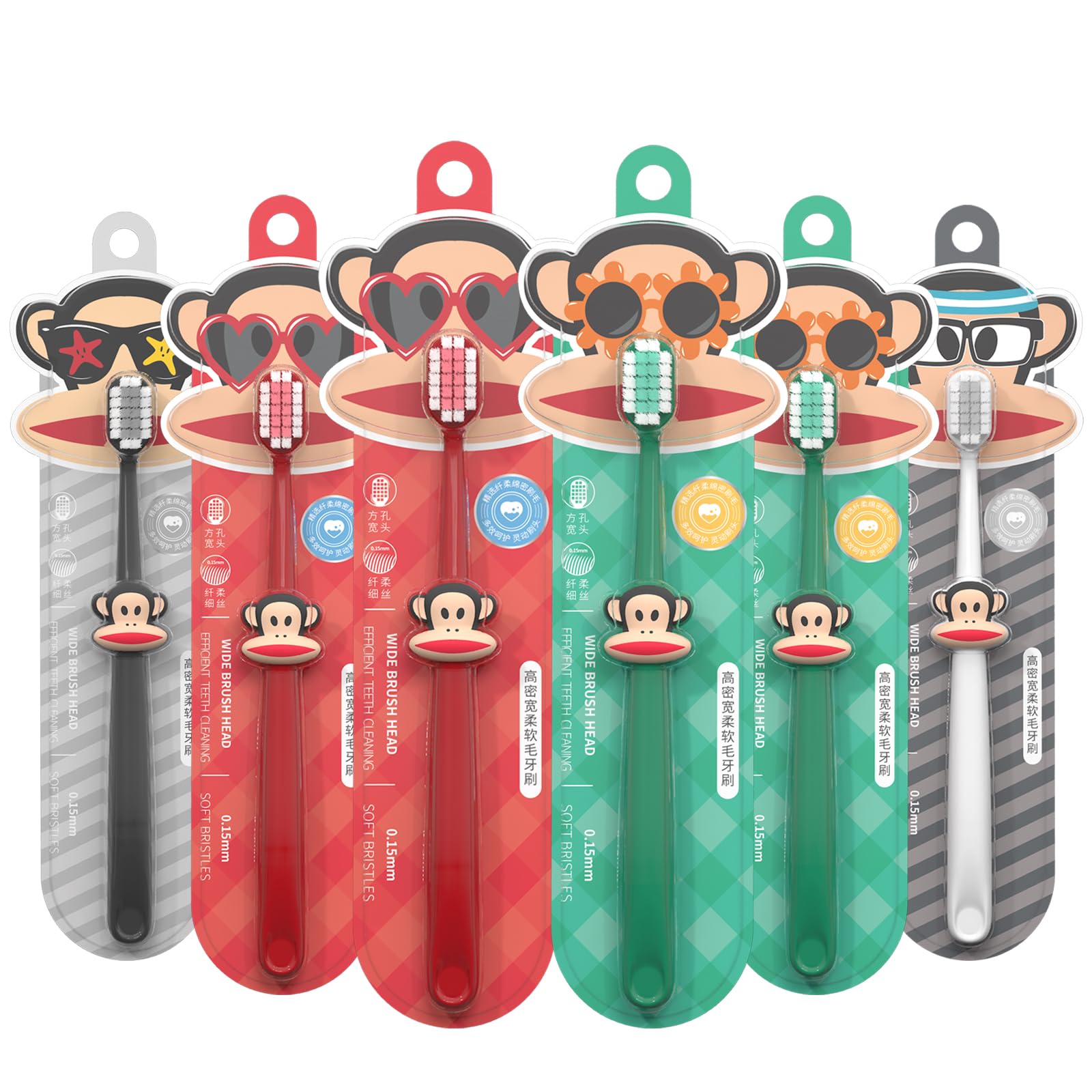 Paul Frank Soft Toothbrush for Adults - High Density Manual Toothbrushes with Dual-Color Tapered Bristles Gentle Daily Care