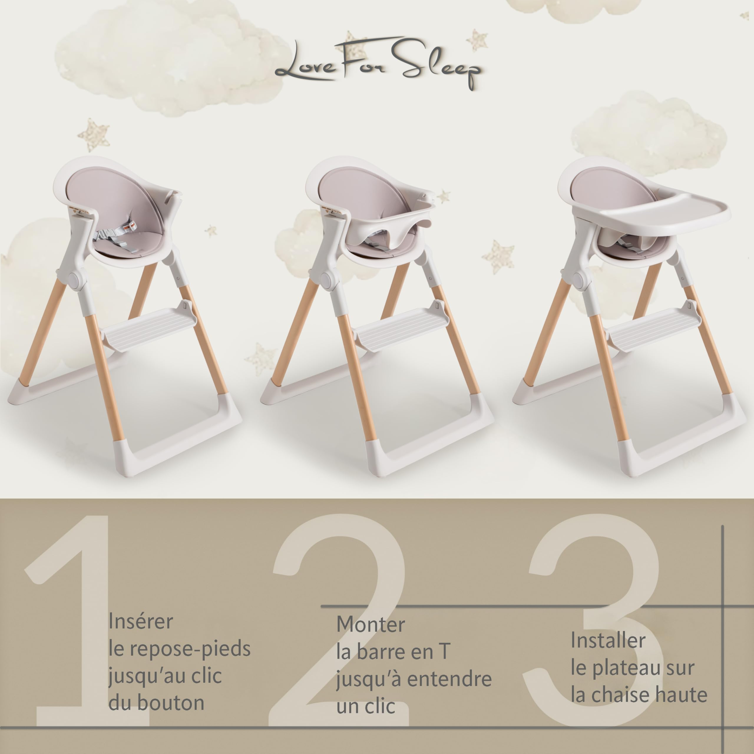 Chaise haute premium pour bébés et tout-petits (dès 6 mois) – Design pliable et réglable avec coussin vert sauge et harnais de sécurité