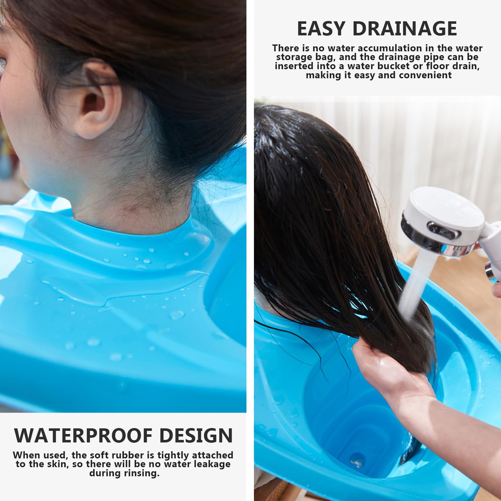 MeYuxg Lavabo de pelo para postrado en cama, lavabo móvil plegable, lavado de pelo portátil en la cama con drenaje, lavabo para postrado en cama, salón, niños, ancianos, embarazadas