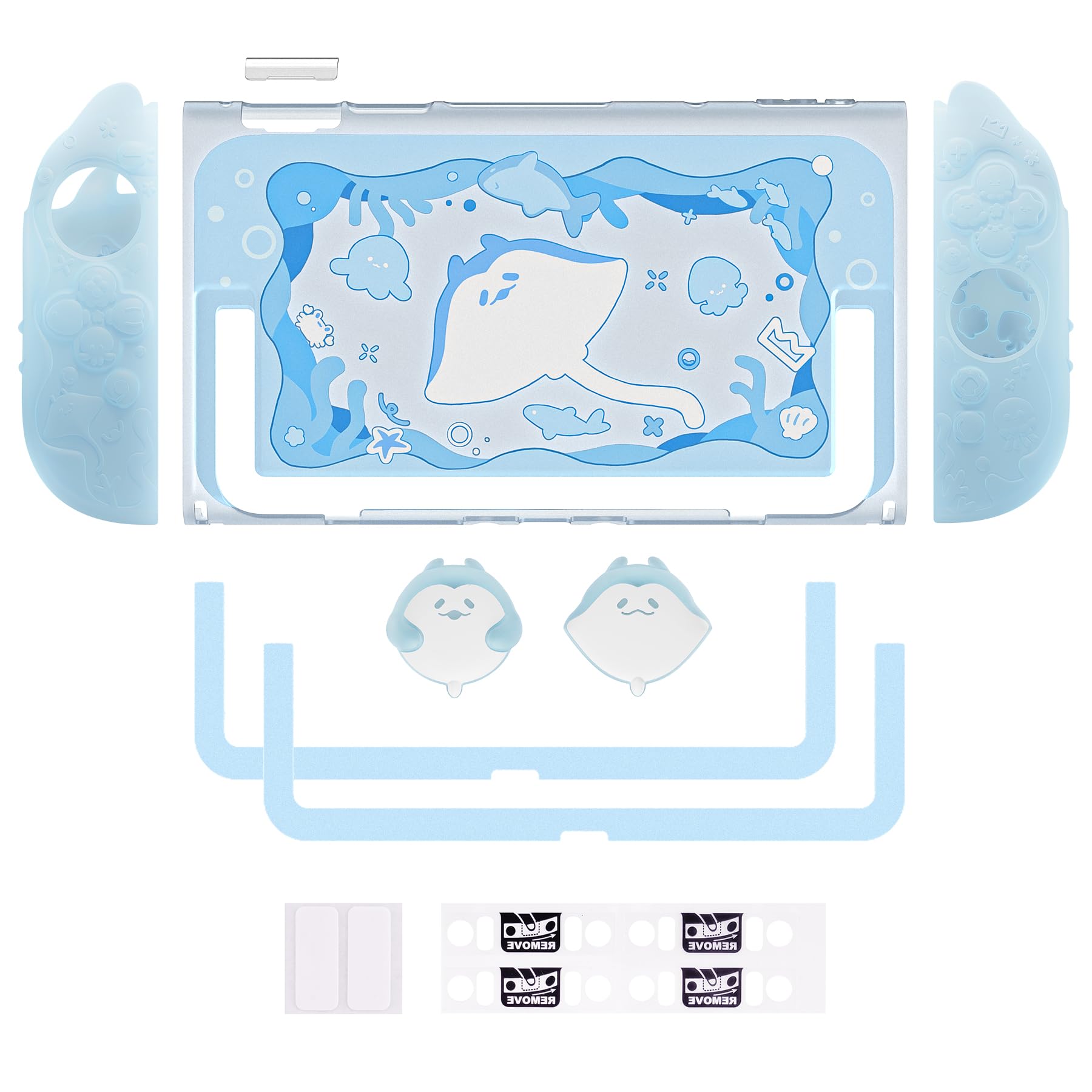 playvital Coque de Protection pour Nintendo Switch 2,Coque Rigide Dockable avec Grips en Silicone pour Switch 2 Joycon & Capuchons Joystick & Autocollant,Étui Housse Antichoc-Bleu Menthe