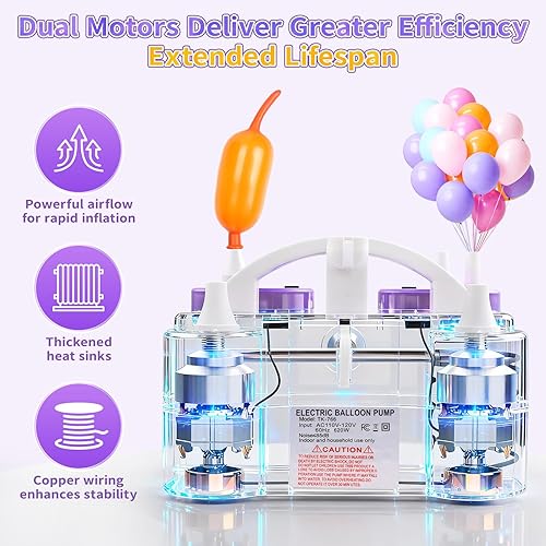 Miniatura 5 de Bomba de aire eléctrica 4 en 1, bomba de aire portátil para todos los globosinflablespelotas deportivas, boquilla triple de llenado rápido, globo de