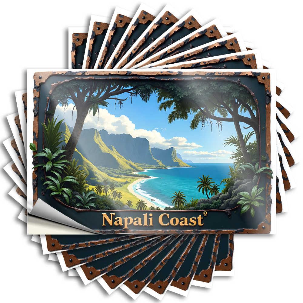 Fzfn Colour Quote Cottage Custom Stickers, Garage Waterproof Journey To The Enchanting Napali Coast Paradise For Hydro Flask | Crazy Vinyl Decals For Christmas Holiday Gift(12X18cm)