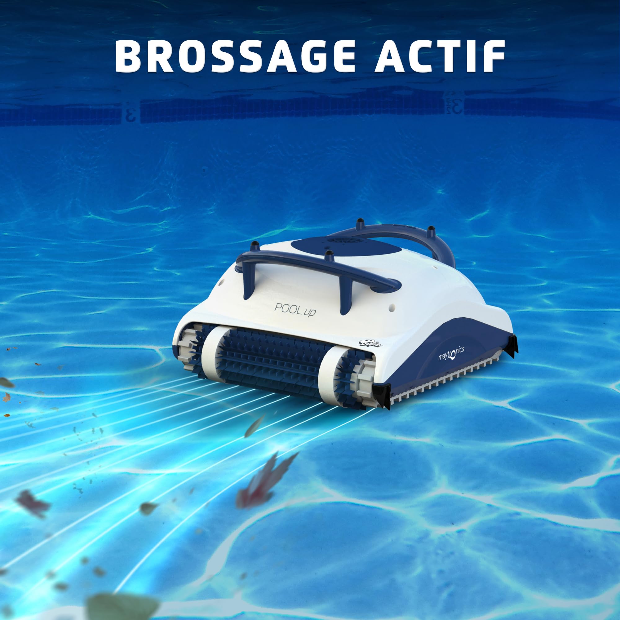 Dolphin Pool UP Robot Piscine Fond et Parois, Navigation Intelligente, Système de Filtration Fine, 120Min d'Autonomie, pour Piscines Hors Sol Jusqu’à 8 m