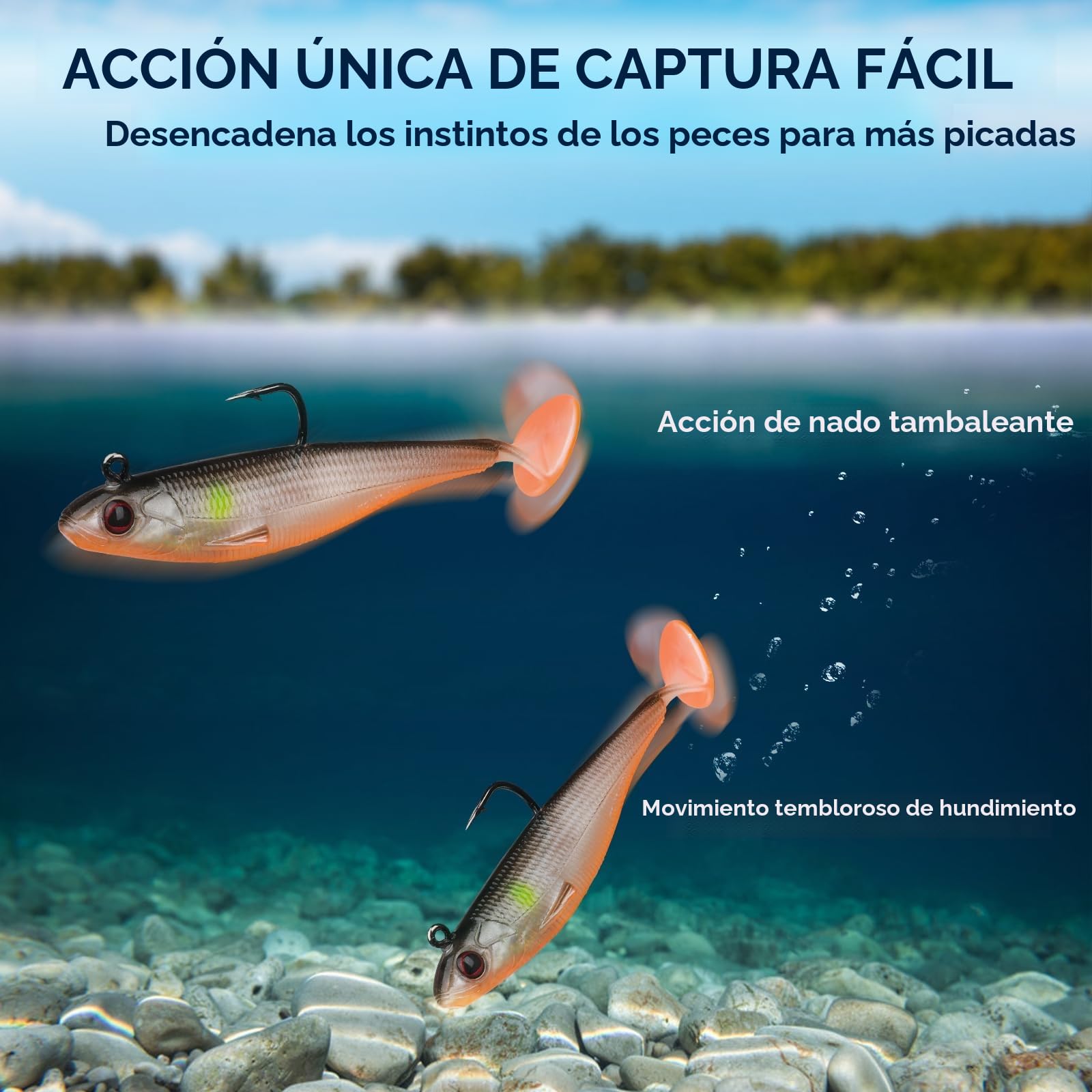 TRUSCEND Shadtale Señuelo con Anzuelos BKK Hundimiento Temblor Paddle Tail Swimbait para Lubina Truchas Lucio Siluro