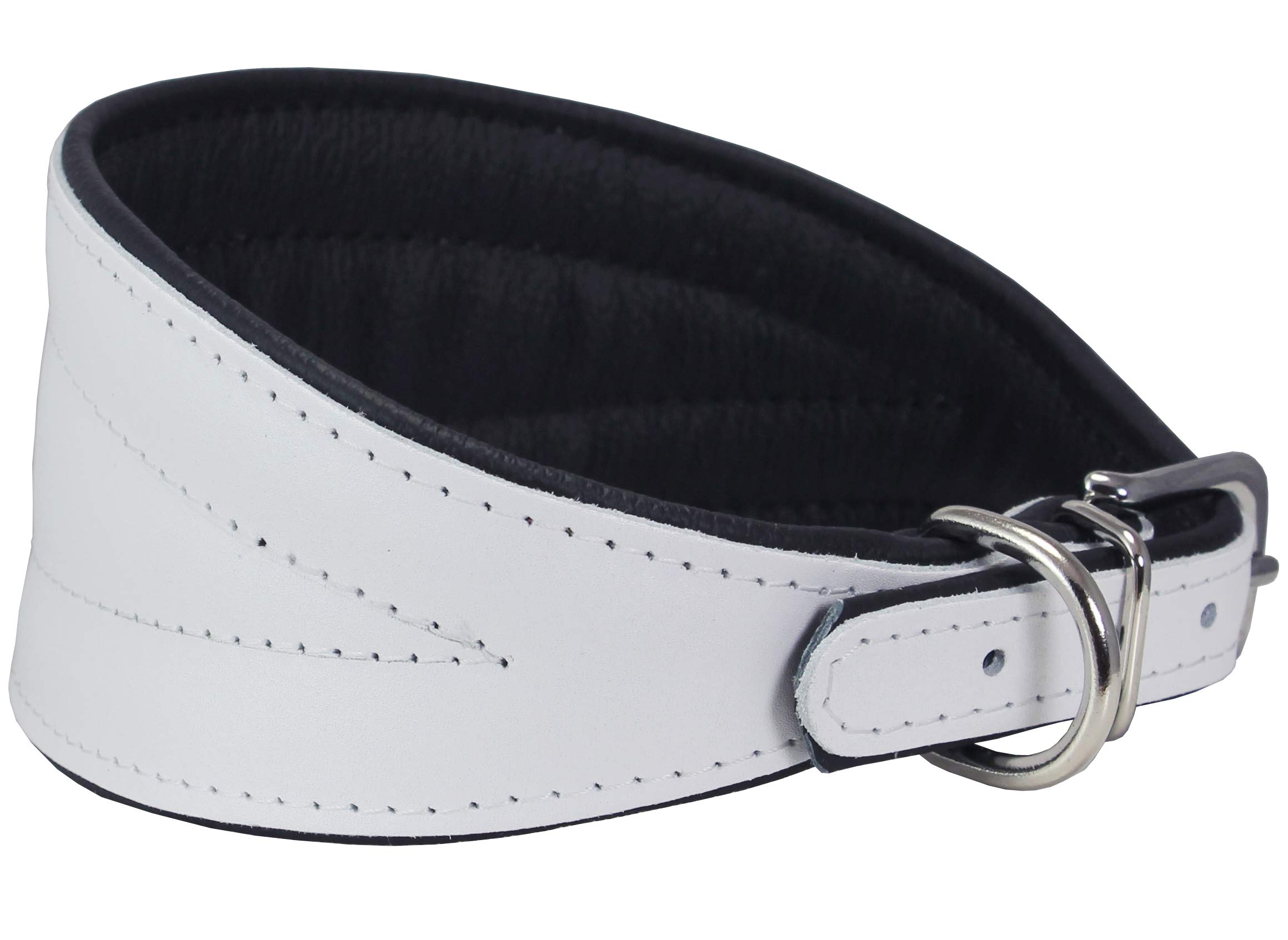 Collier pour chien en cuir véritable Dogs My Love blanc et rembourré pour molosse