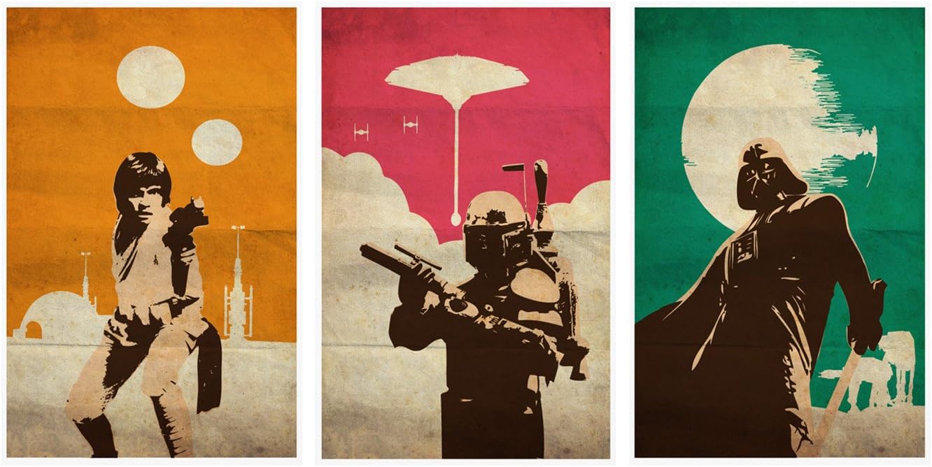 OHMYPOSTER Vintage Pop Art Star Wars Trilogy Set of 3 Posters