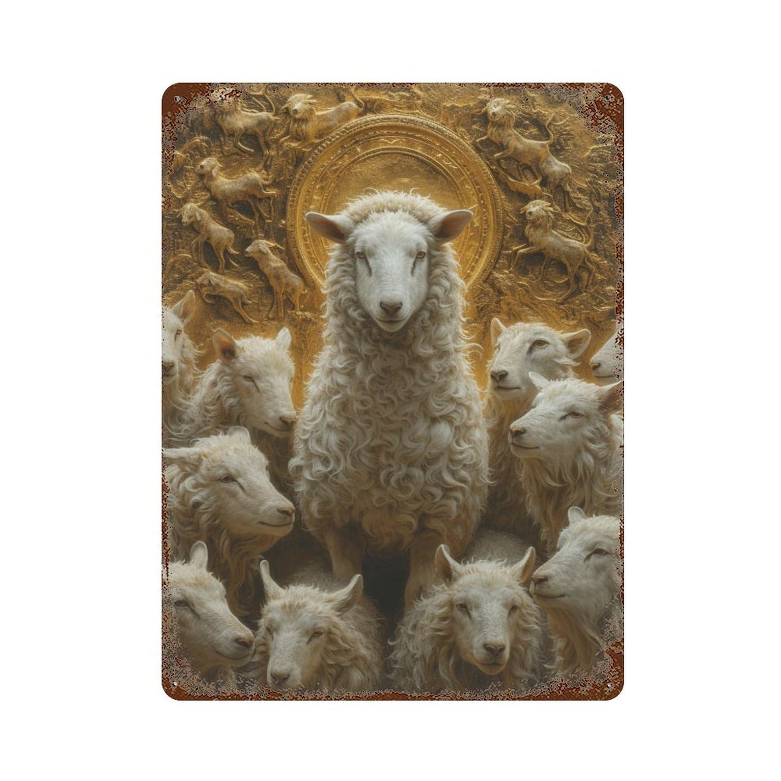 Golden Sheep Gathering 15.7"x11.8" Retro Metal Sign, Vintage Wall Decor for Garage, Bar And Workshop Decor