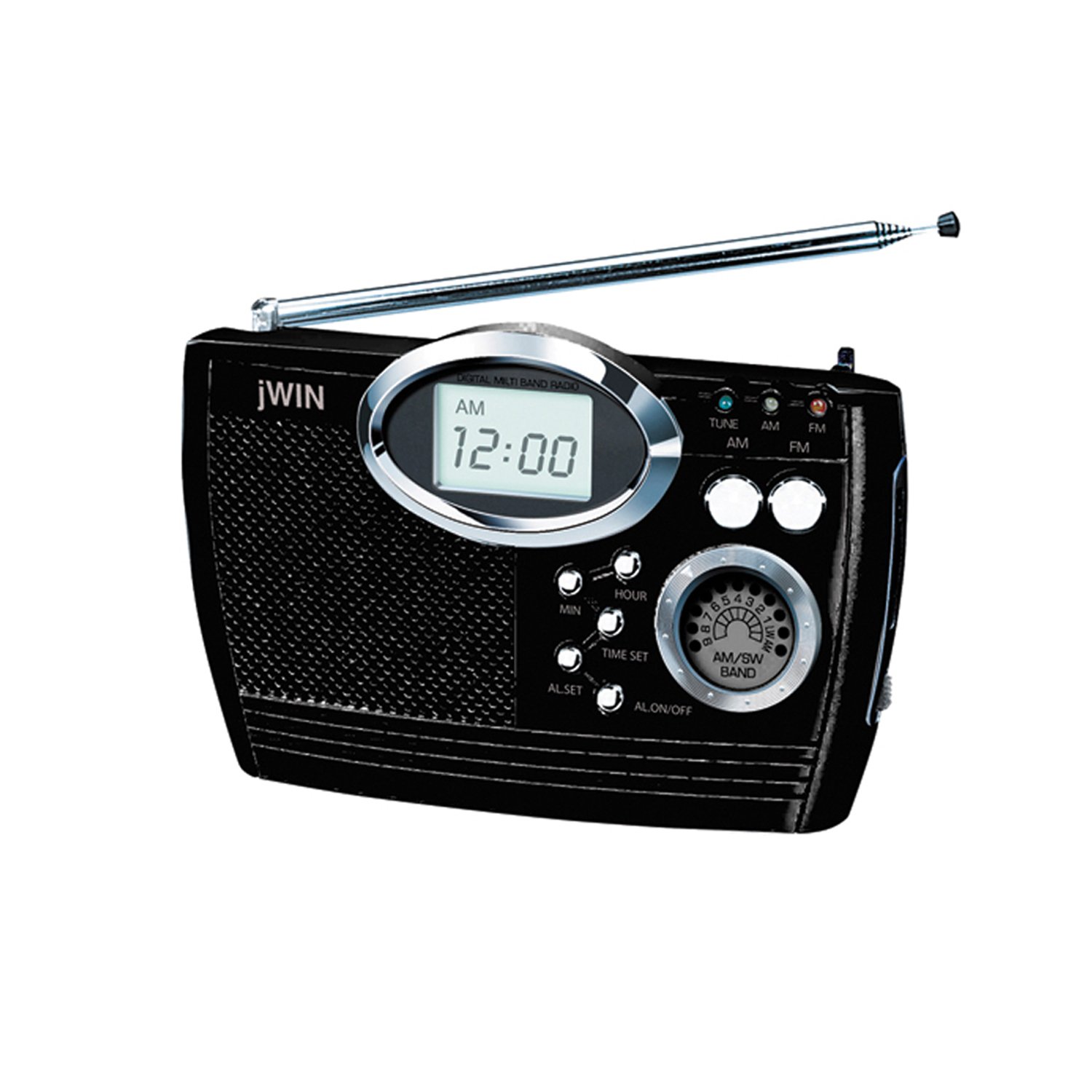 jWIN JX-M17 Portable Multi-Band Radio front view con display e controlli