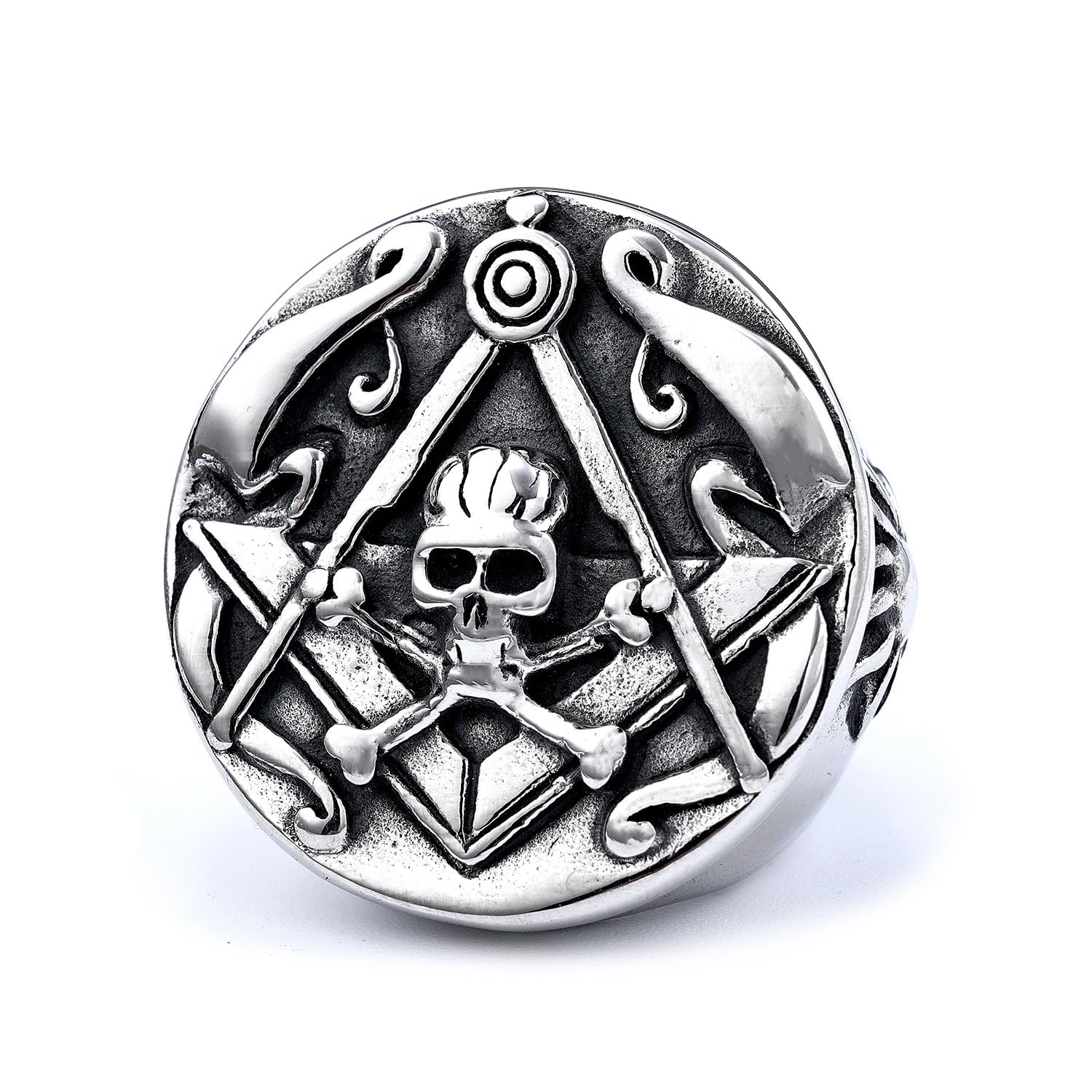 VHJdtE Rings, Stainless Steel Heavyweight Gothic Punk Masonic Spiritual Transcendence(Y)