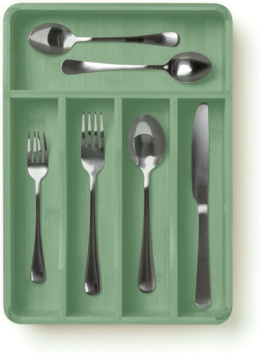 SMIRLY Bamboo Kitchen Drawer Organizer For Silverware Tray