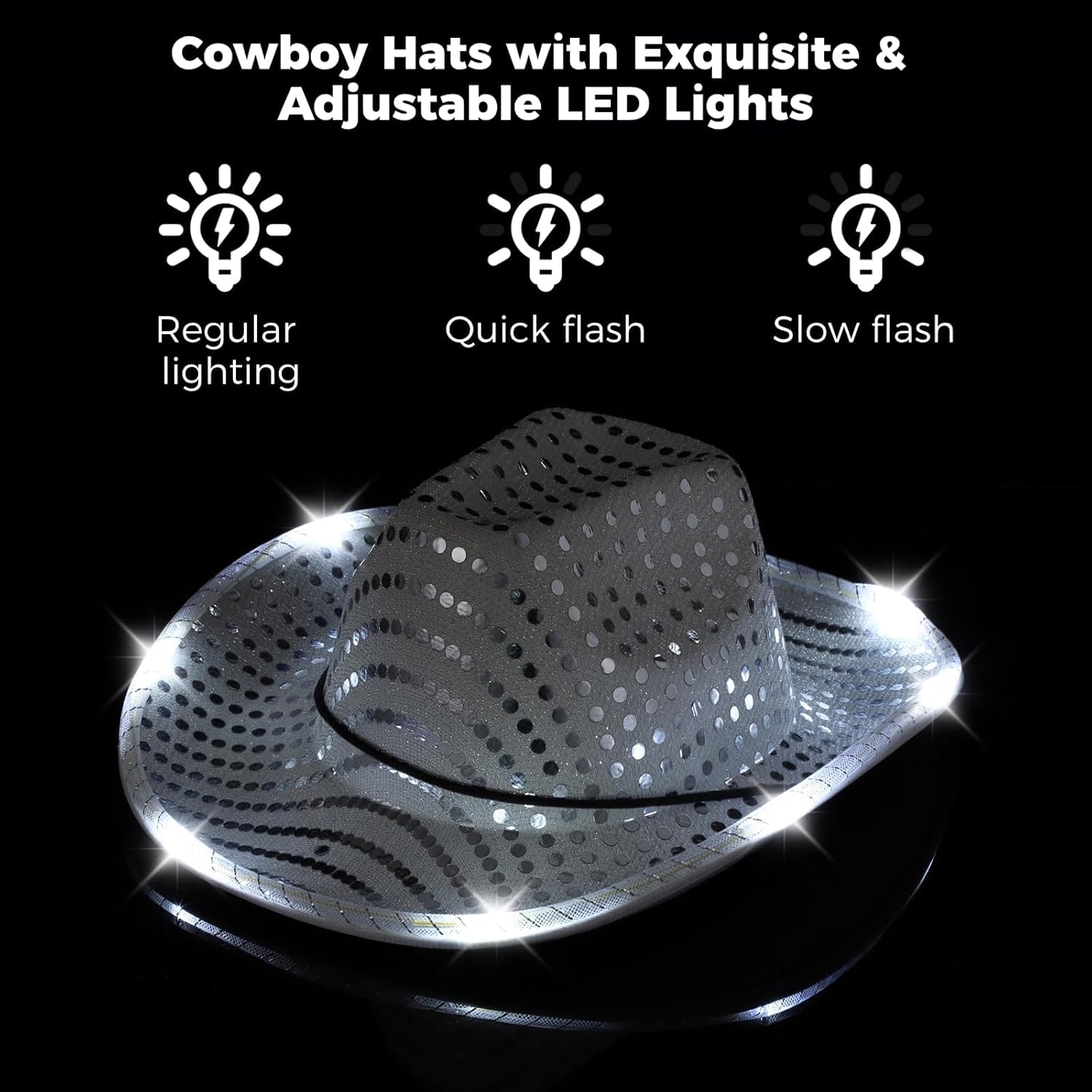 Wedding Light Up Cowboy Hat Led Cowboy Hat Lights Cowboy Cowgirl Hat for Wedding - Image 6