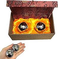Vista 1 de 2 bolas de baoding chinas, para ejercicio, salud, estrés, con caja, meditación, masaje, balonmano (plata, diámetro 1.49 pulgadas, caja clásica roja)