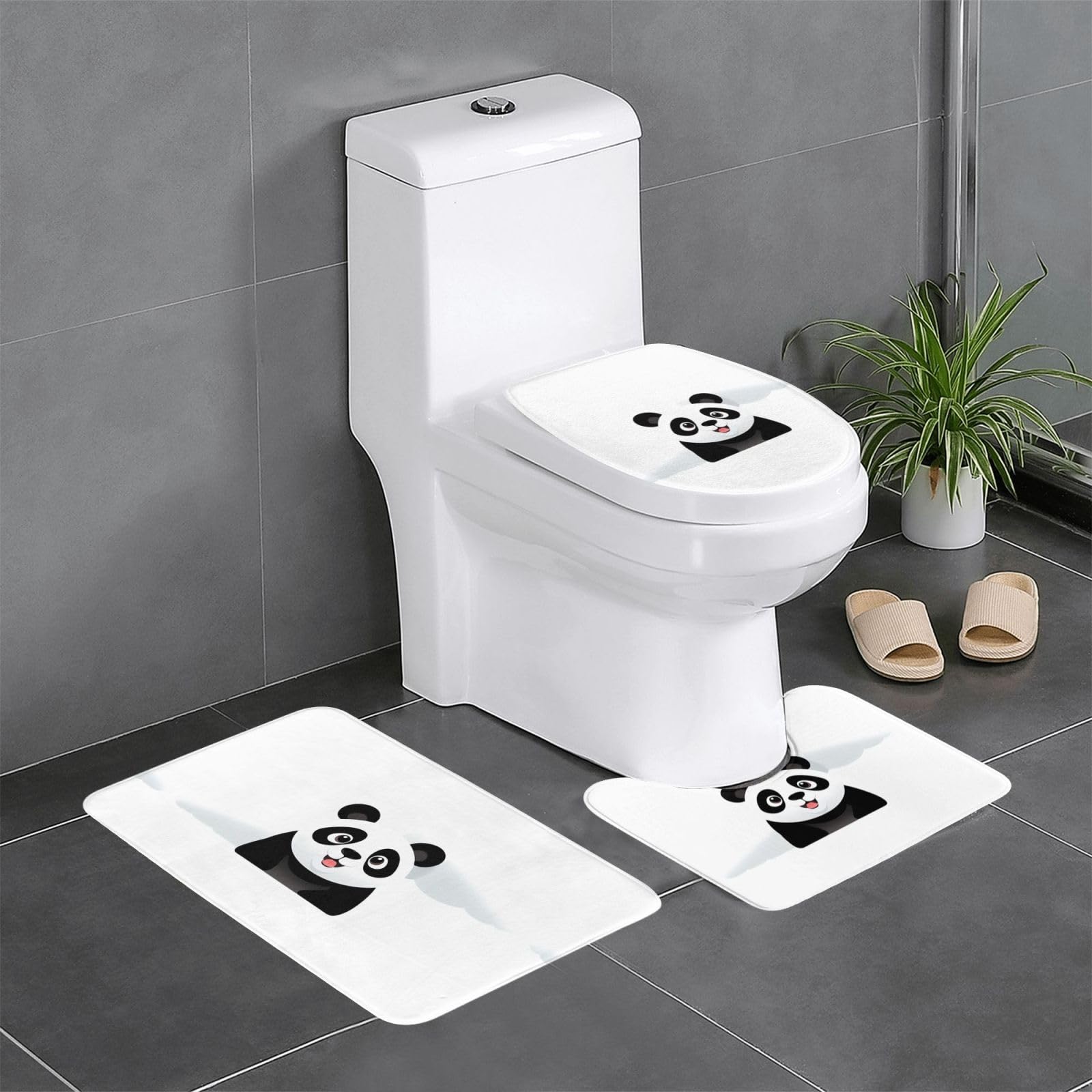 Tapis de sol antidérapant de salle de bain lot de 3 avec motifs nuage et panda