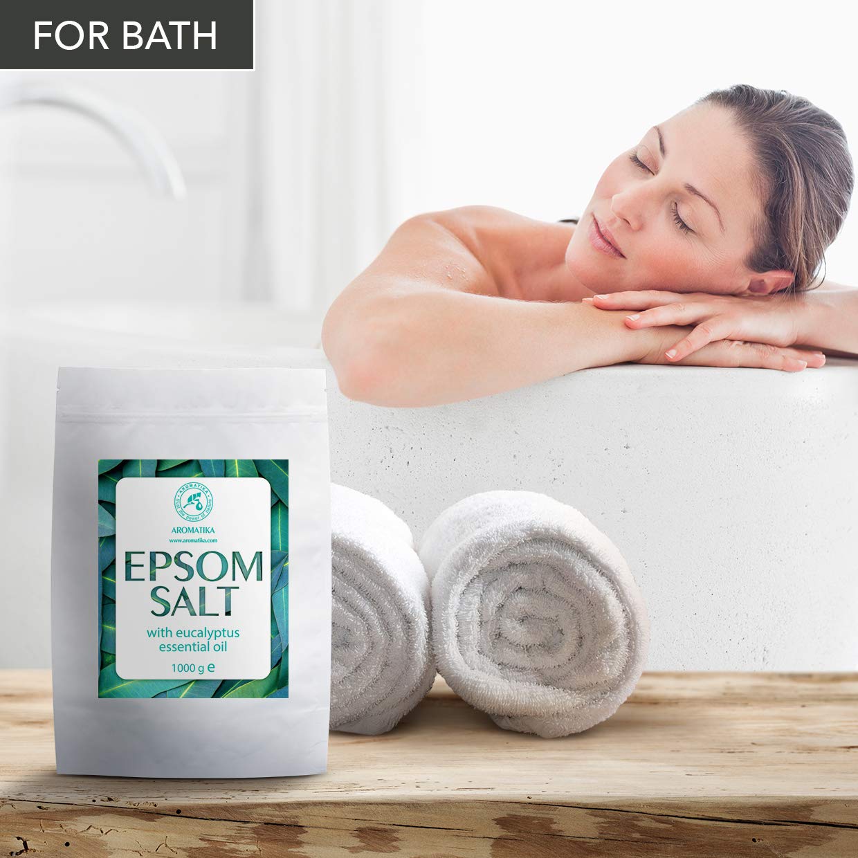 Sal Inglesa de Baño con Aceite Esencial de Eucalipto 3kg - Cristales de Sulfato de Magnesio para Aliviar el Dolor Muscular - Cuidado de la Piel - Relajación Muscular - Buen Sueño