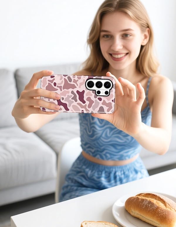 Aitipy Magnetic Camo Phone Case for Samsung Galaxy s21 Ultra, Compatible with MagSafe, Cute Cool Pink Camouflage Aesthetic Soft TPU and Hard PC Shockproof Protective Phone Cover for Women Girls by Aitipy - Used condition - Image 7