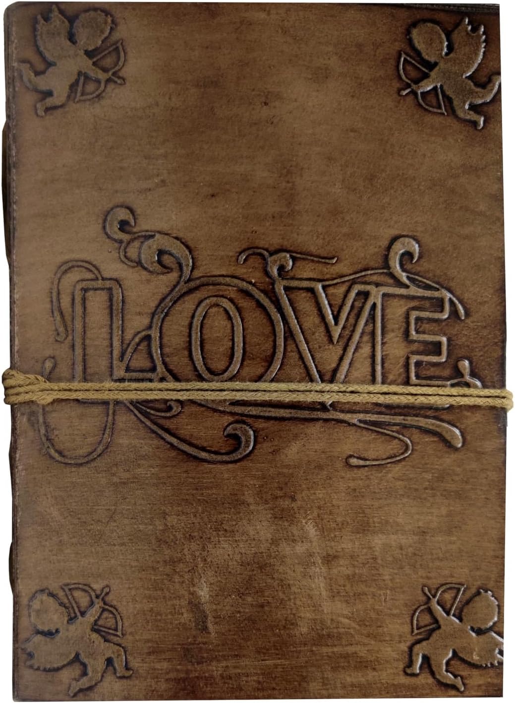 Purpledip Leather Journal 'Cupid's Strike': Handmade Paper Diary for Corporate Gift or Personal Memoir (11740)