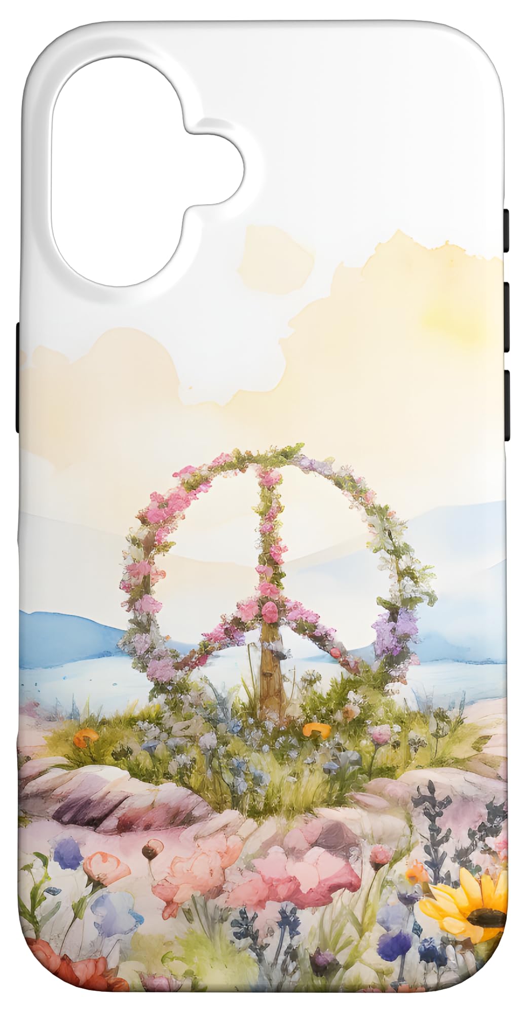Floral Peace Sign Watercolor Case for iPhone 16
