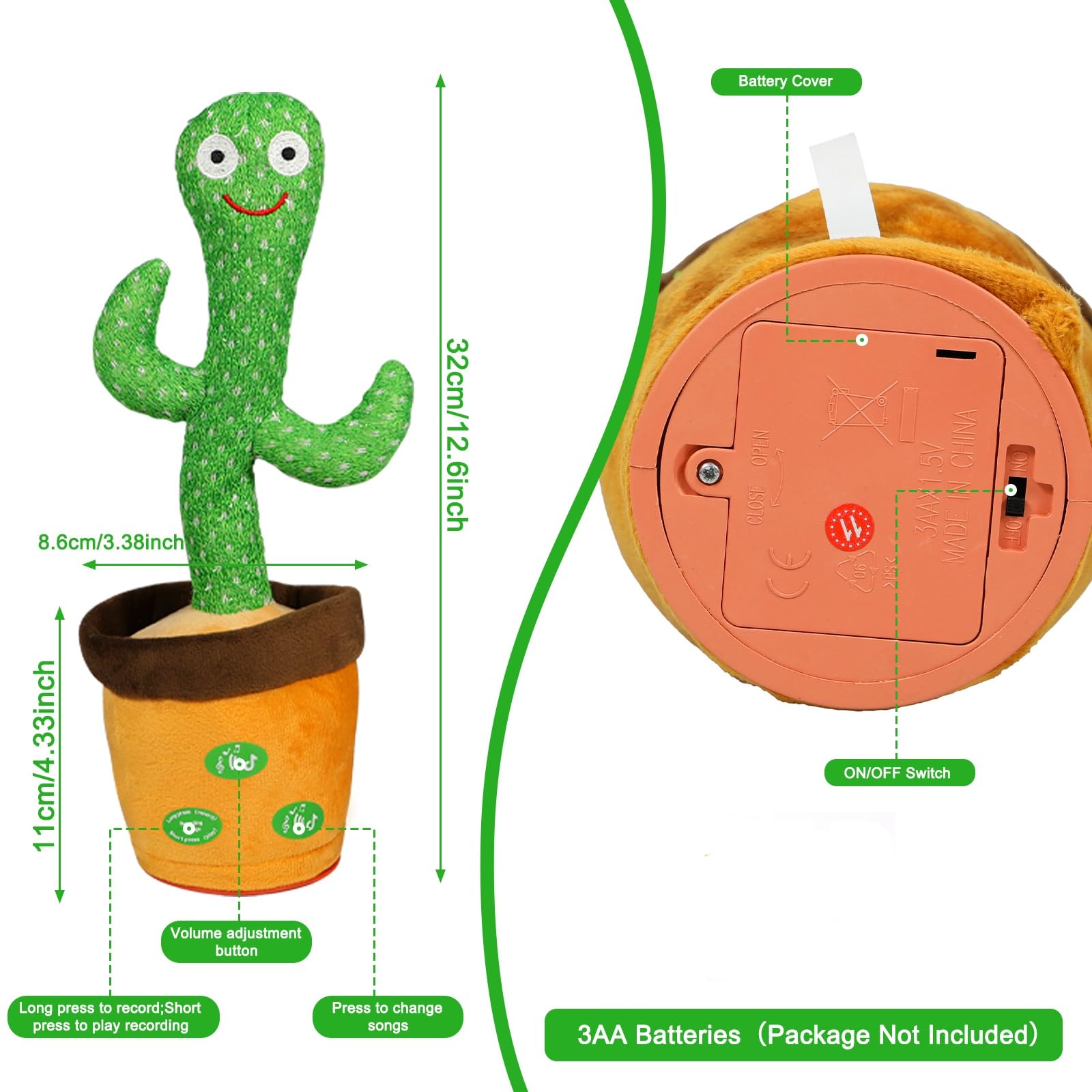 MeHoo Talking Cactus Toy, Dancing Cactus Toy Repeat What You Say - Image 2