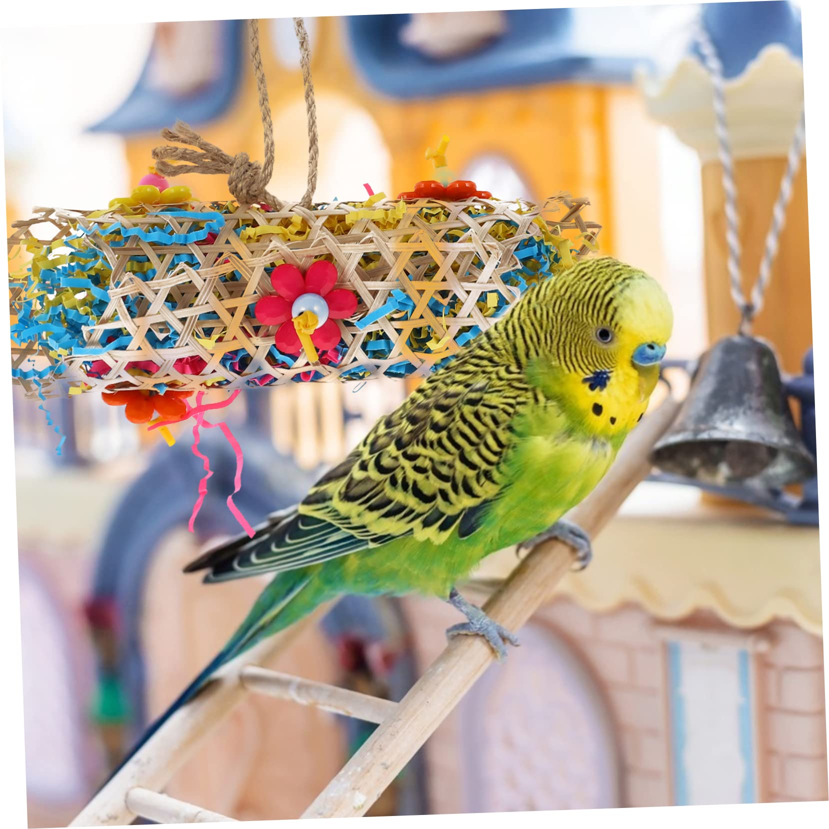 BESPORTBLE 3sätze Vogelspielzeug Bunte Baumwollseil Und Papierschnipsel-hängespielzeuge Für Papageien Wellensittiche Und Andere Kleine Vögel Teiliges Spielset Aktivität Und Nestbau