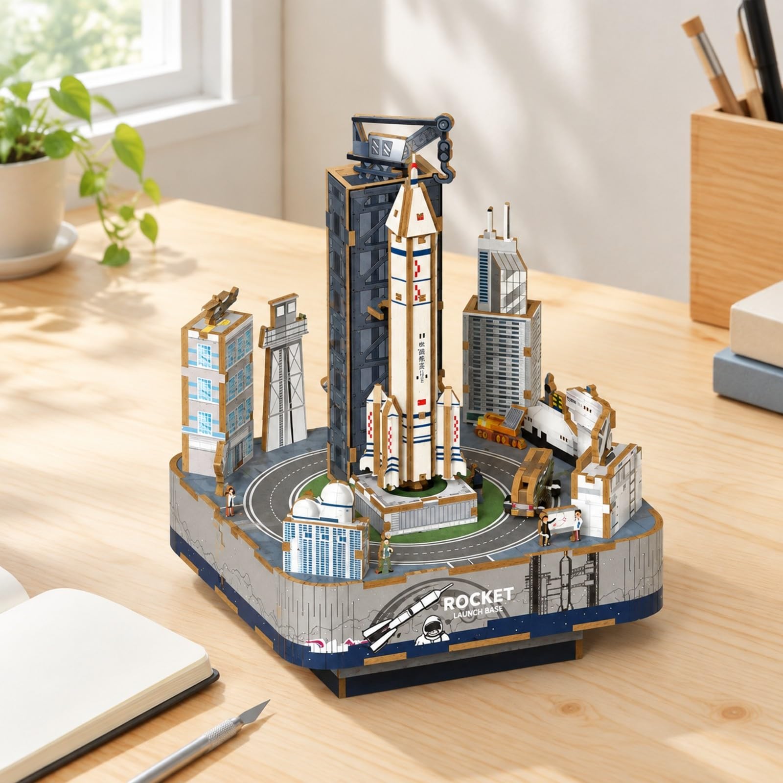 Harilla Kit Musicale Creativo con in Legno E Ingranaggi Funzionanti per Assemblaggio Manuale di Terreno Edifici E Decorativi per Camera da Letto, Stile B