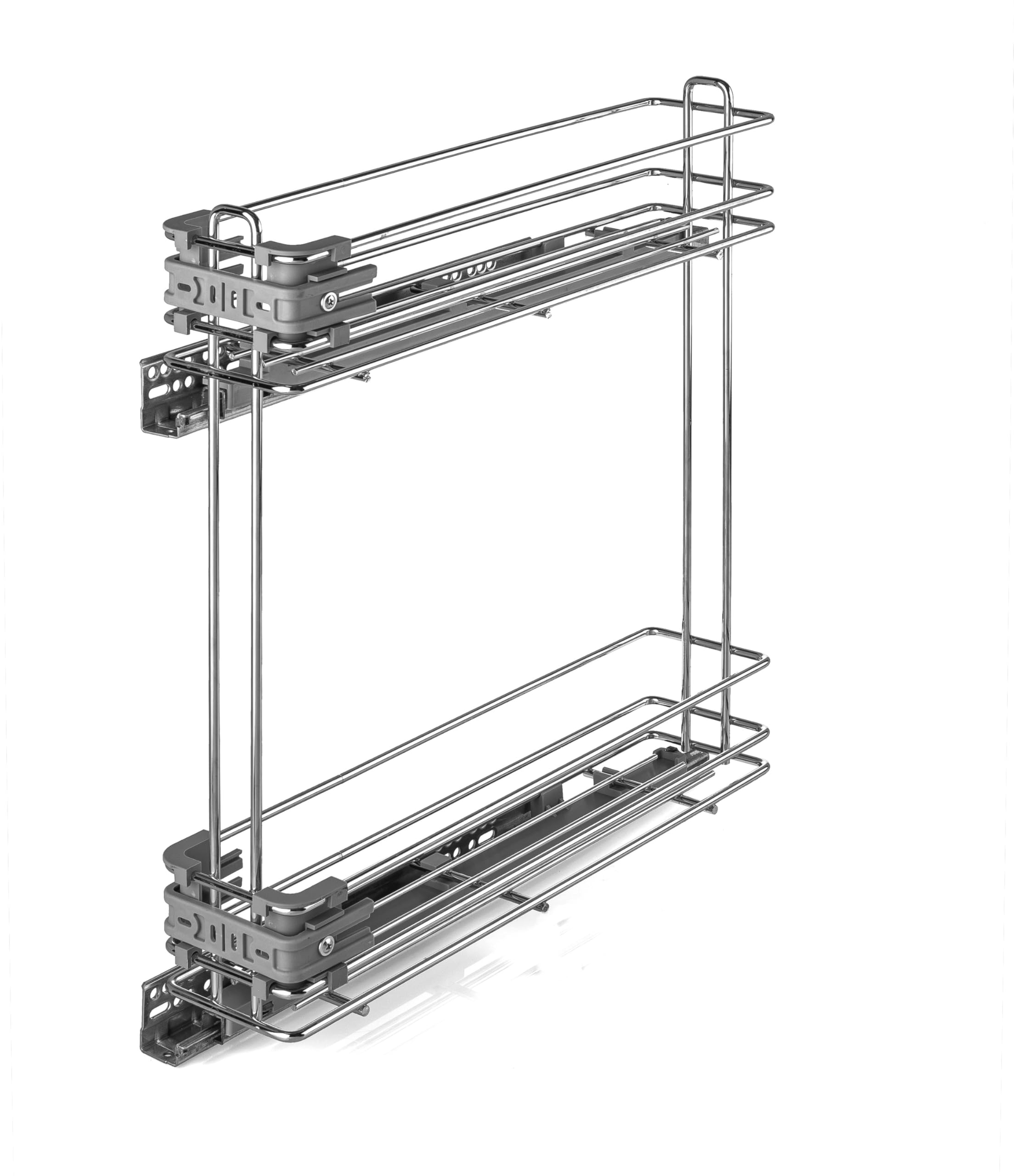 Carrello cestello portabottiglie Estraibile per Mobile di Cucina in Acciaio Cromato - Base mobile - Sistema Ammortizzato Soft - Close