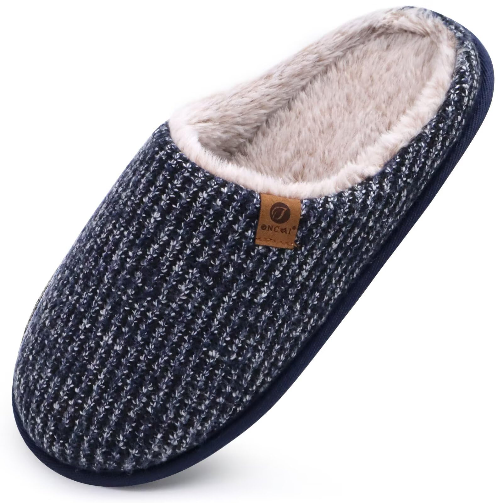 ONCAI Pantofole da Uomo Invernali, Comoda Memory Foam Calde Scarpe da Casa in Lana Con Suola Antiscivolo Taglia 40-49 EU