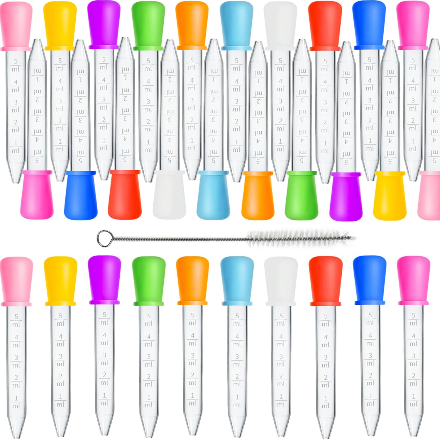 Goteros líquidos, 30 cuentagotas de medicina de 5 ml para niños, pipetas de silicona con 1 cepillo de limpieza, cuentagotas de plástico pequeño para medicina infantil, molde de caramelos, oso de goma,