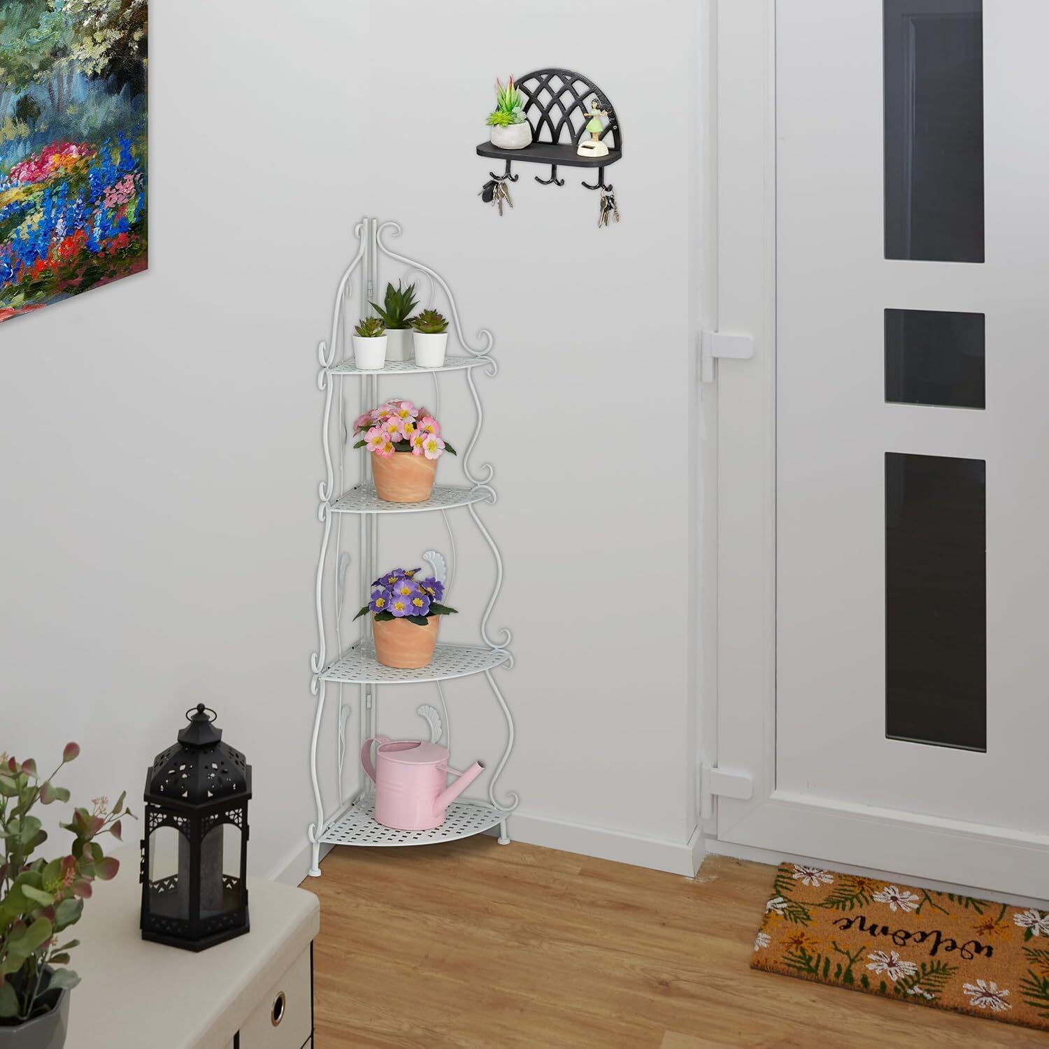 Frilla Scaffale Angolare Elegante – Struttura in Ferro, Design Moderno, 40×103 cm, Facile da Montare, Ideale per Bagno, Soggiorno e Camera da Letto | SHELVIA