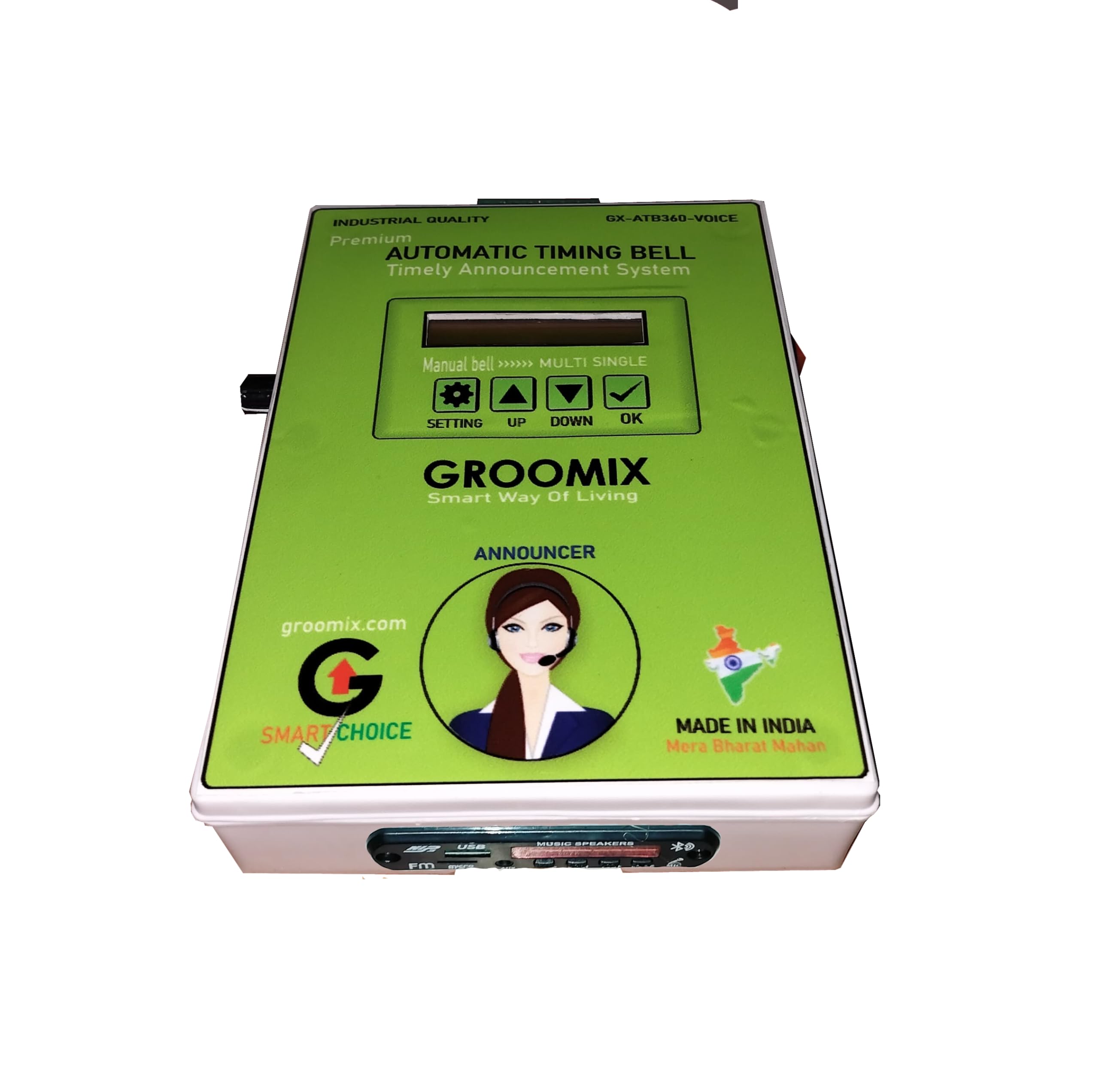 Automatic School Bell/Voice annoucement System in Hindi English & Music for Schools Colleges Industries periodic bell (ATB360+Bluetooth)