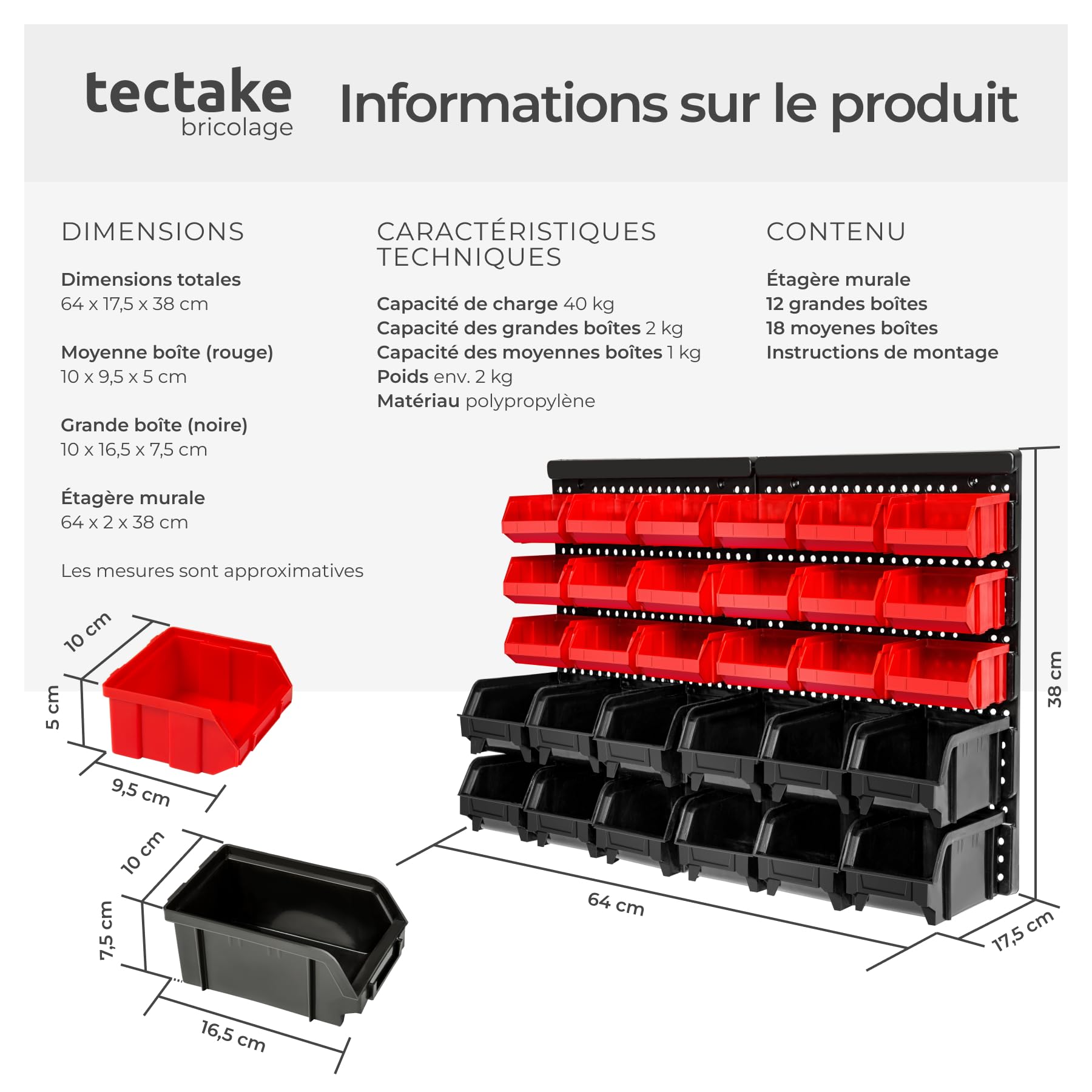 Système Étagère Atelier 172x78 Cm – 178 Boîtes Empilables + Plaques Murales – Rangement Garage Ultra-Modulable