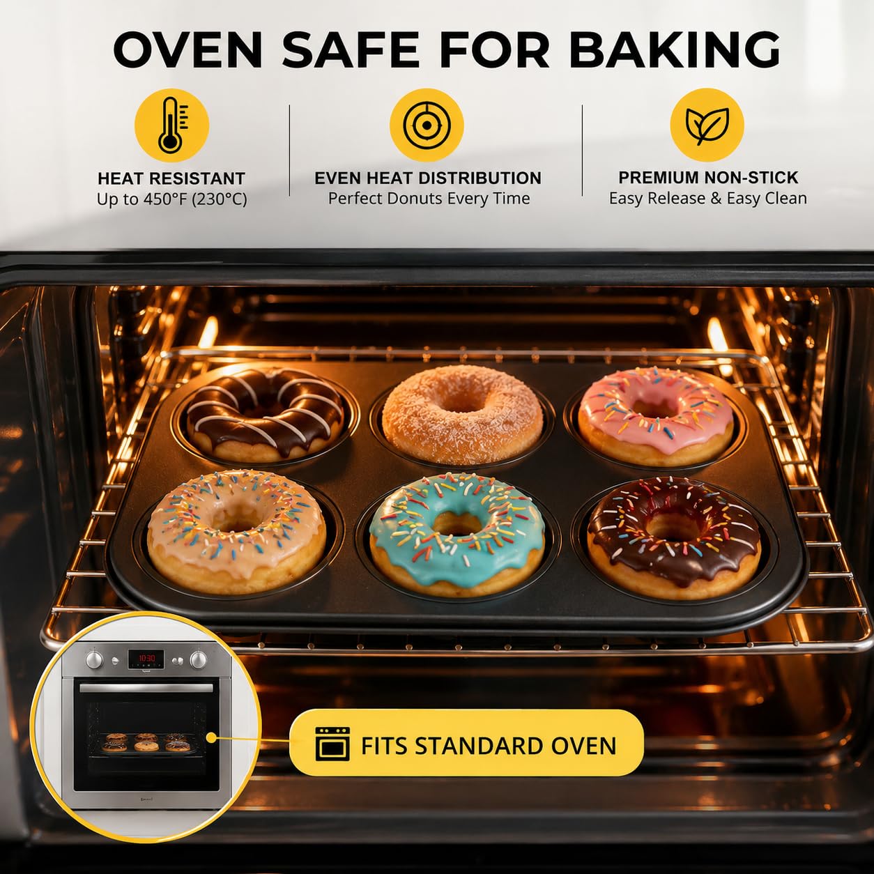 CURATED CART Donut Mould for Baking, 6 Cavity Donut Pan, Suitable for Microwave, OTG Oven, Dishwasher Safe, SGS Certified Quality (Pack of 1) 2
