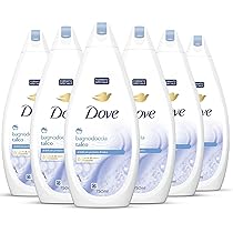 Dove Docciaschiuma Talco, Formula con Idratante Dermo-Naturale, con 1, 4 di Crema Idratante, Dermatologicamente Testato, Bagnoschiuma Uomo e Donna, 100% Bottiglia Riciclata* 6 Pezzi x 750 ml