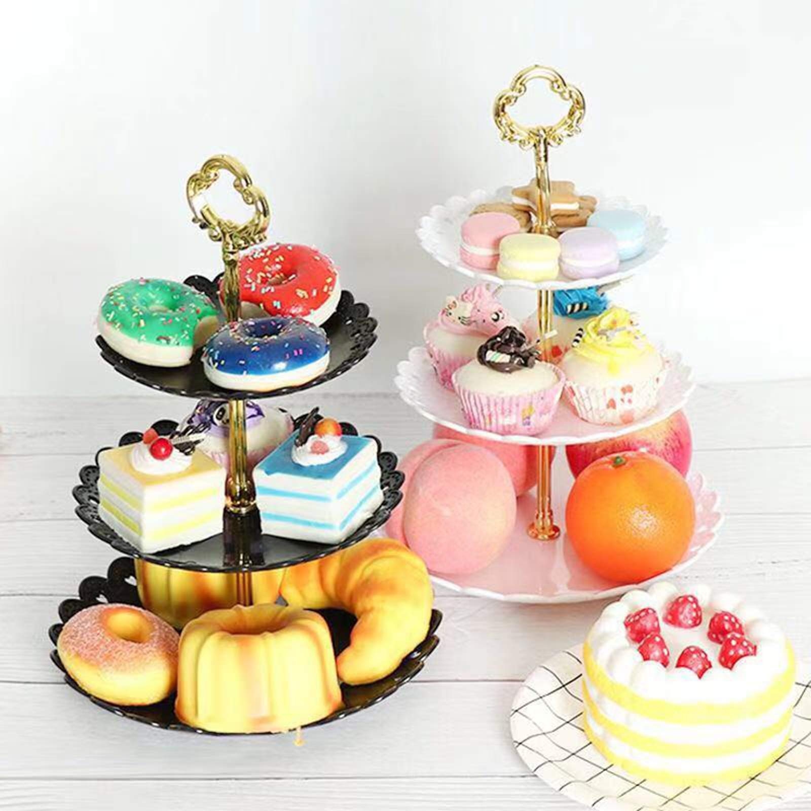 Wagoodter Alzata per dessert 3 livelli Alzata per cupcake Espositore per caramelle per frutta per la decorazione della festa del tè di compleanno di