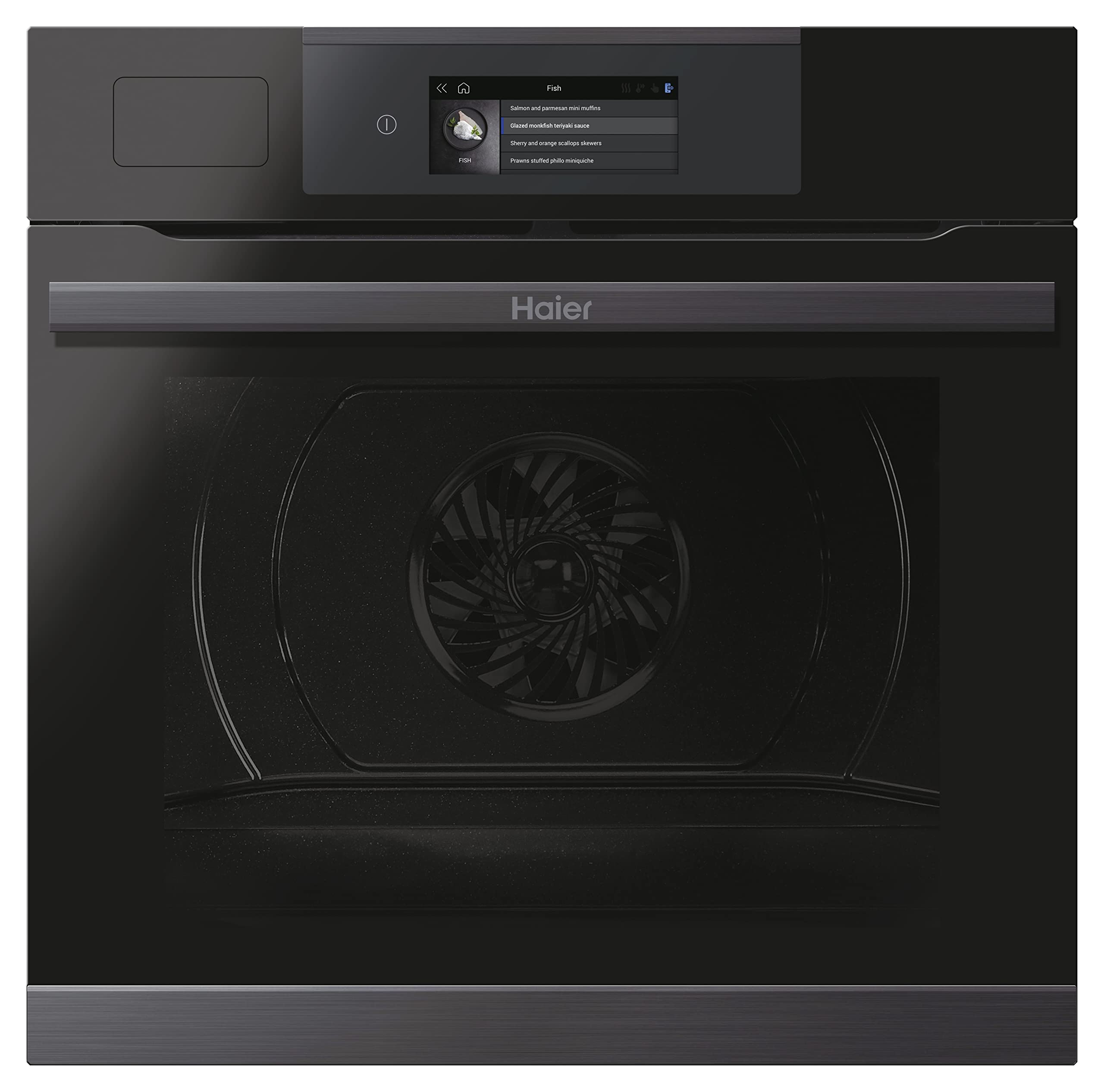Haier I-​Touch Steam Series 4 HWO60SM4TS9BH - Horno Multifunción, Pirolítico, Conectividad WIFI y Bluetooth, Capacidad 70L, Sonda Térmica,​16 Funciones, Ventilación Radial, Guía Telescópica, Negro