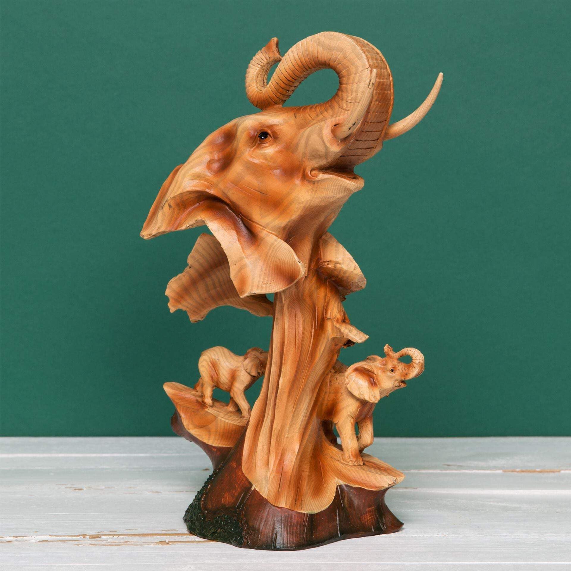 Widdop Naturecraft Wood Effect Resin Figurine - Elephant