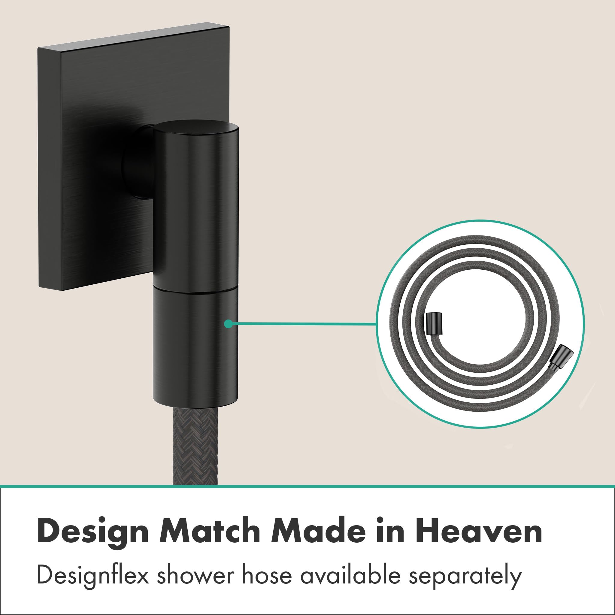 hansgrohe FixFit Fine E - Uscita doccia a muro, Raccordo tubo doccia con valvola antiriflusso, Connettore tubo doccia, cromo nero spazzolato, 28883340