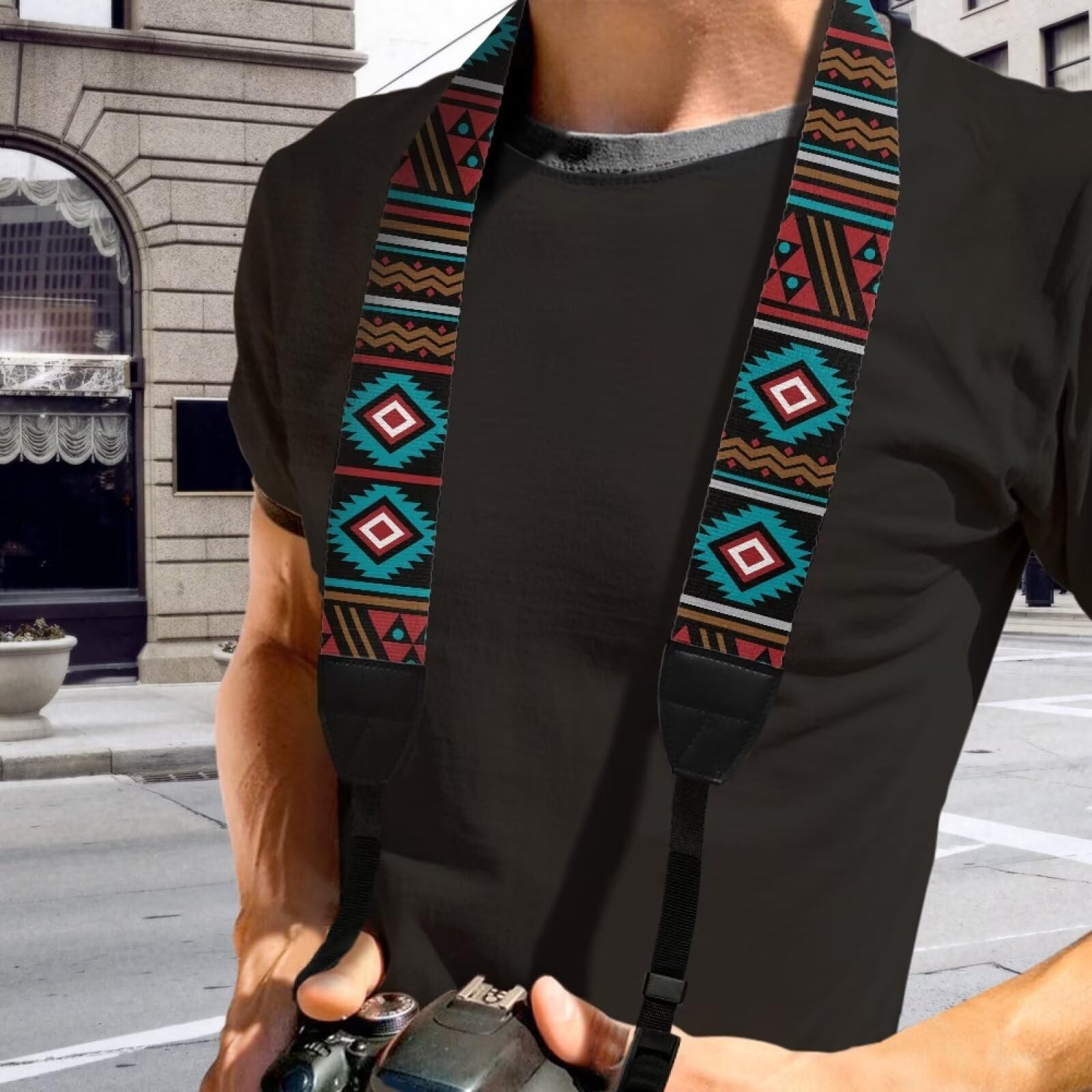Goncariar Aztec Camera Strap for Photographers Adjustable Camera Shoulder Sling Strap Western Camera Neck Strap with Quick Release Shoulder Strap Tribal Indian Camera Straps