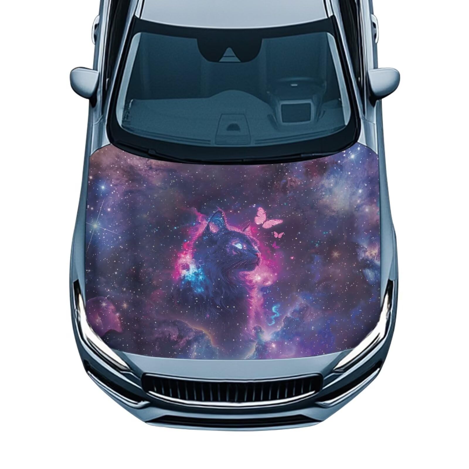 Car Hood Cover Protector,Snowproof Waterproof Comfortable Print Hood Covers for Cars,Decoration Universal Car Accessories Cat Butterfly Print