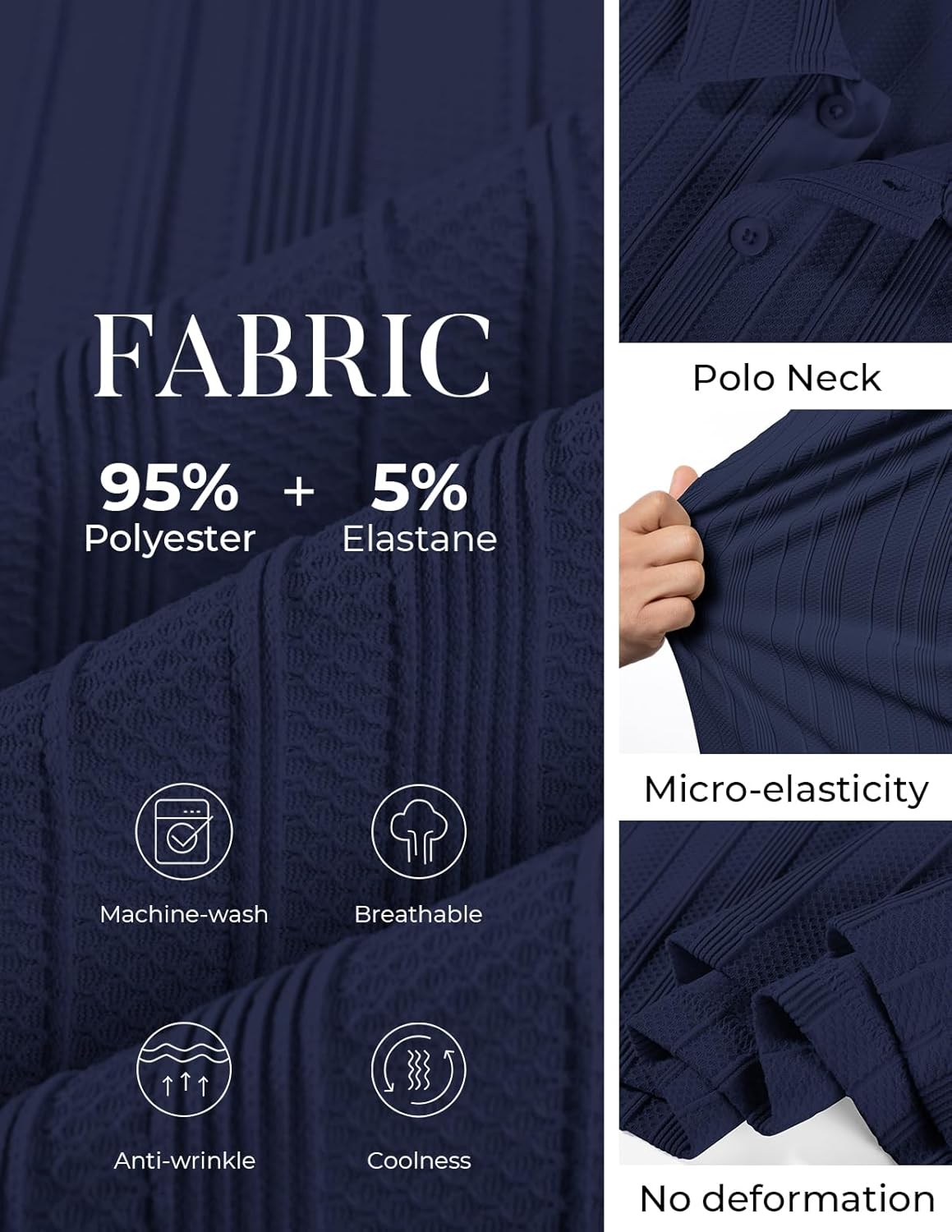 PJ PAUL JONES Mens Polo Shirts Short Sleeve Textured Knit Polo Casual Dress Shirts Summer Golf Shirts Fashion Tops - Image 4