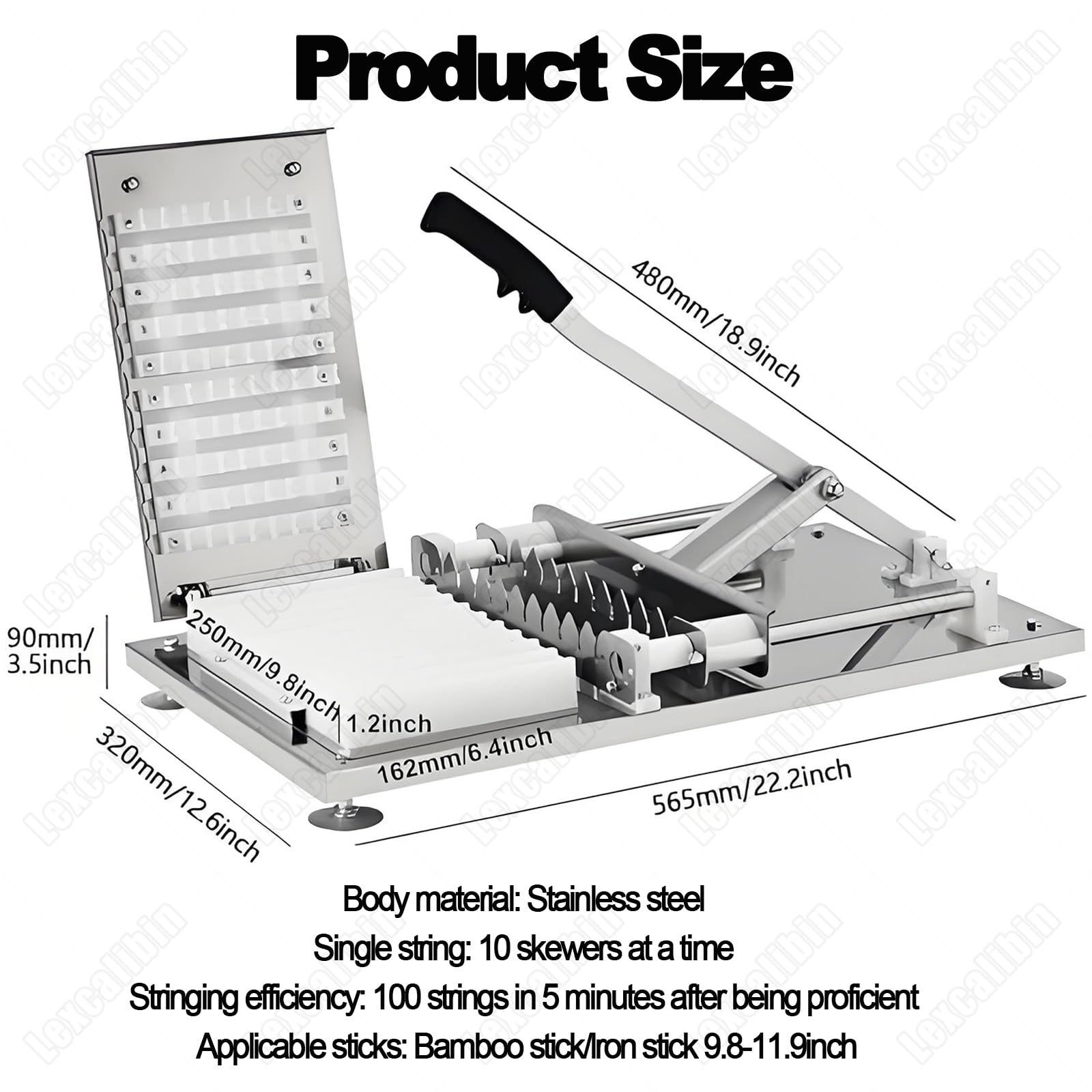 Prensa Multifunción Pinchos Bambú Acero Inoxidable 2templates | Kebab Maker Manual 10 Orificios,Enhebrado Rápido,Lavable,Perfecto Jardín,Picnic Y Fiestas Entre Amigos