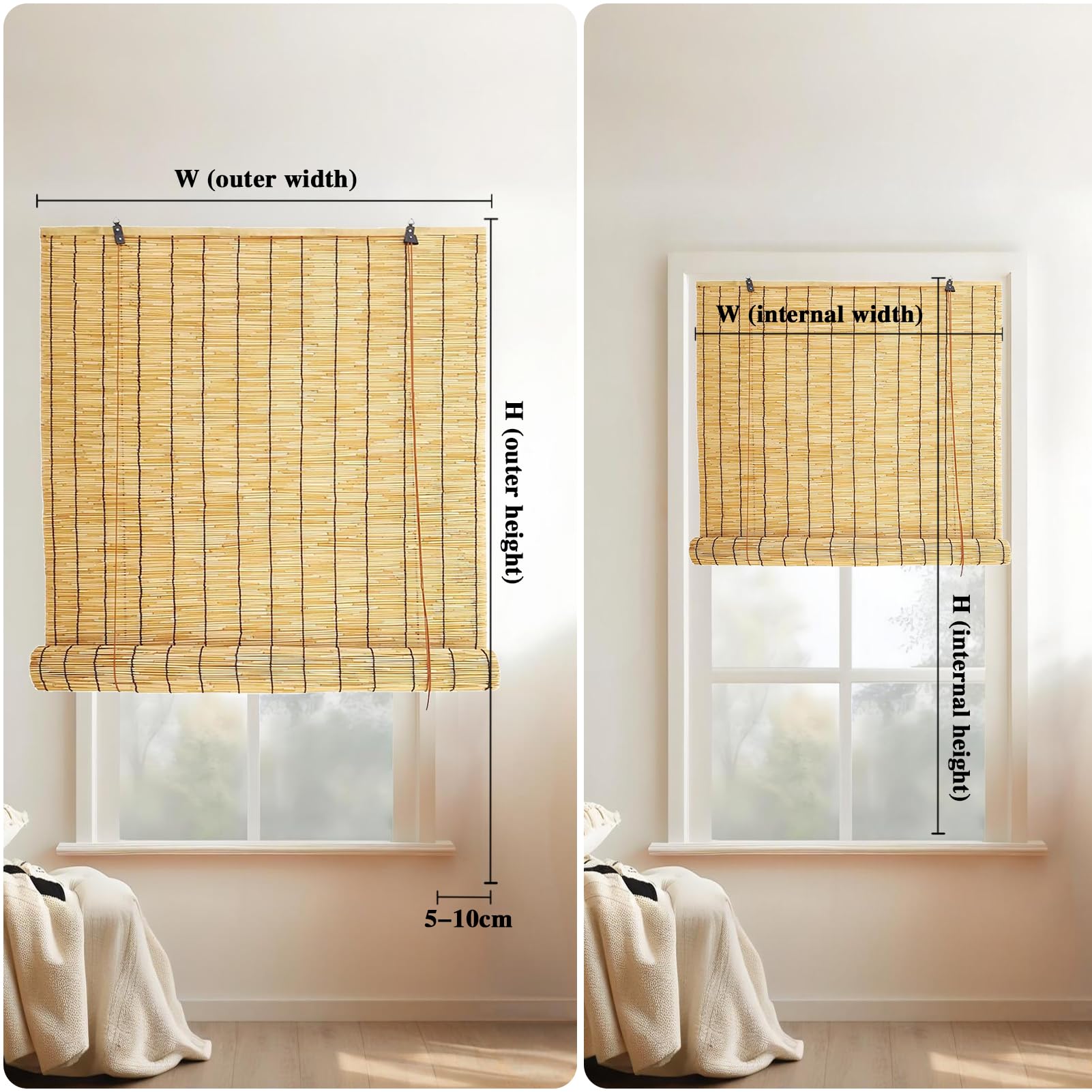 Tenda A Rullo In Bambù Da Esterno Tapparella In Bamboo 40 x 160 cm (l x a)