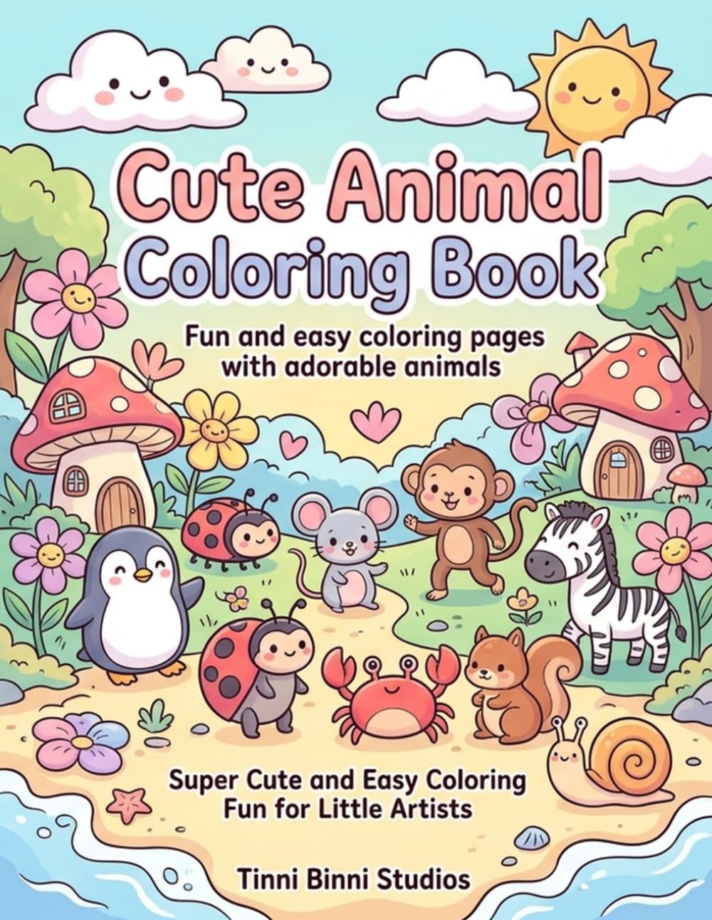 Cute Animal Coloring Book for Kids Ages 4 to 8: Fun and Easy Coloring Pages with Adorable Animals