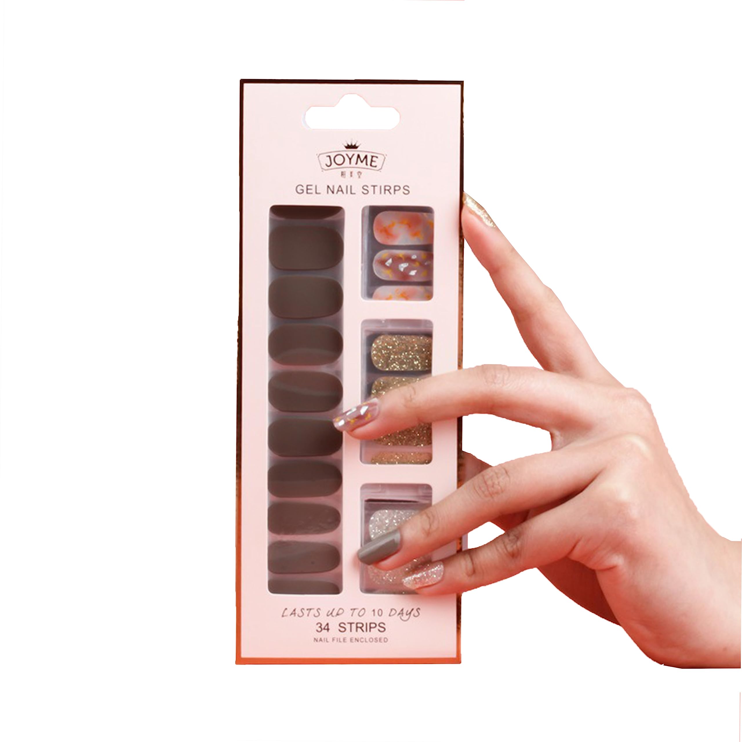 Posh Polish Everyday Nail Strips - Grey Sparkle: Long Lasting Ultra Shine Gel Nail Stickers, UV Free, Chip Resistant & Wrinkle Free | Contains 34 Strips, 1 Nail File