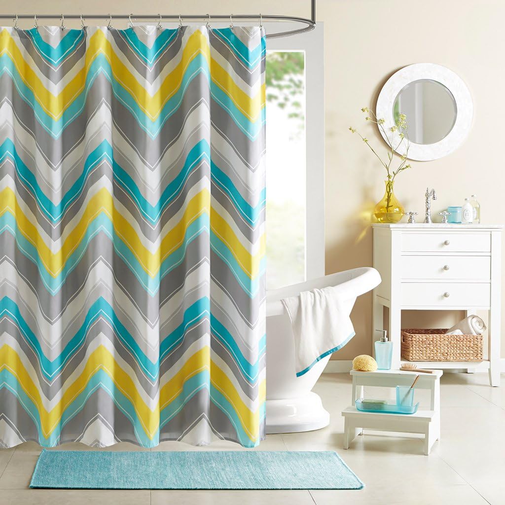 Intelligent Design ID70-199 Elise Shower Curtain 72x72 Blue, 72 x 72