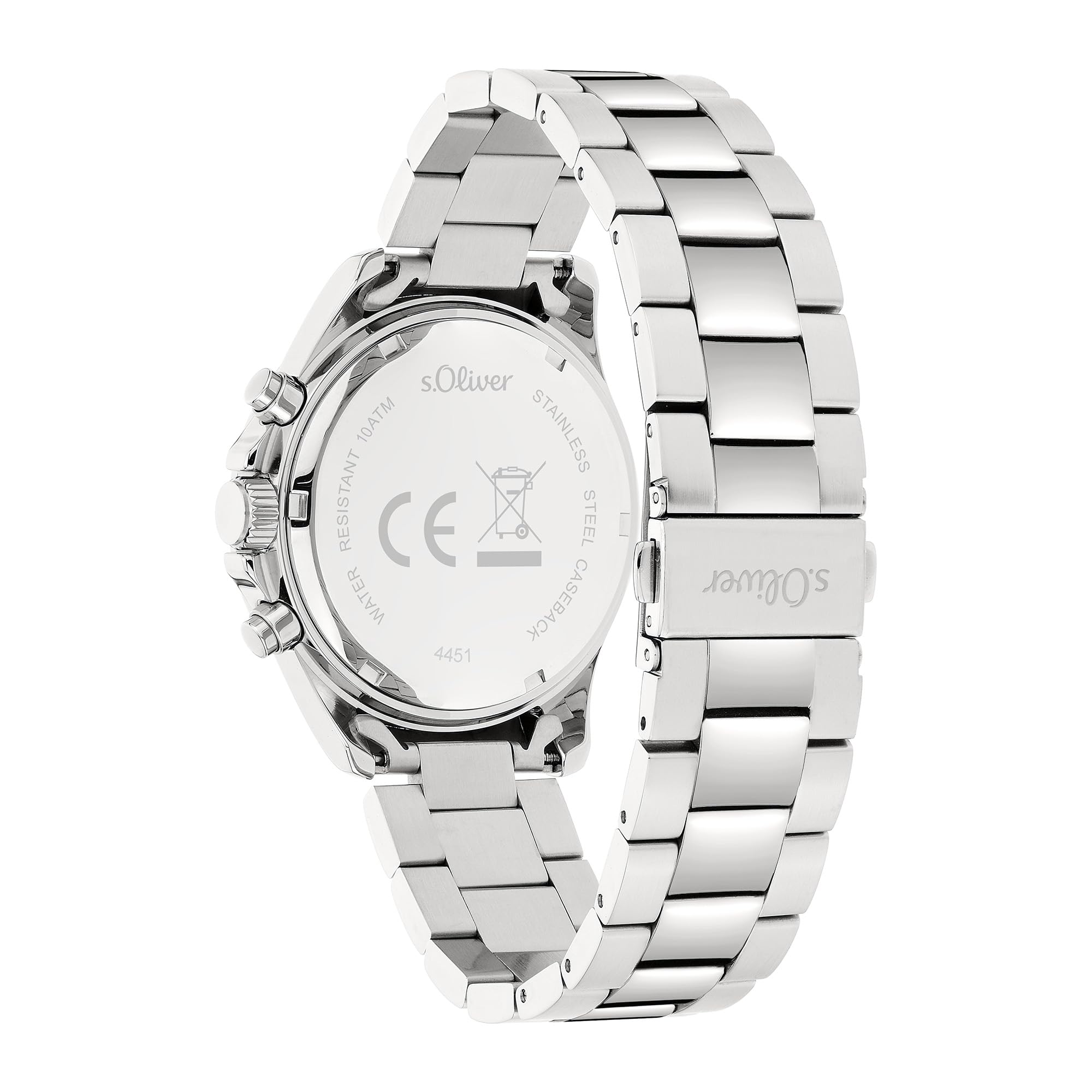 S.Oliver Montre pour Hommes - 41 Mm - Analogiqueique Montre-Bracelet avec Mouvement À Quartz - Montre en Acier Inoxydable - Chronographe & 3 Zeiger - Haut Confort De Port - 10 ATM Étanche
