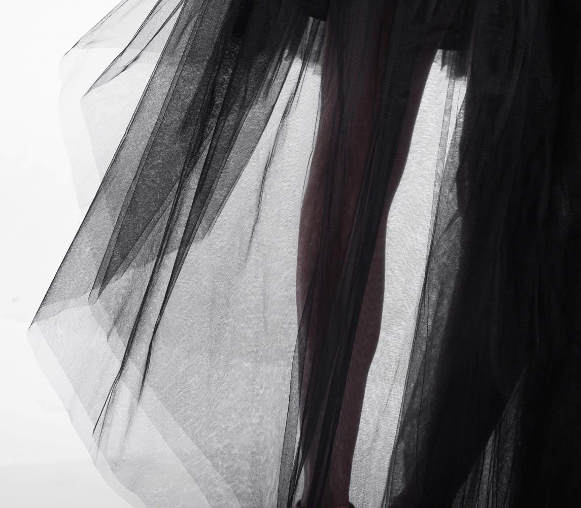 FEOYA Women High Low Tutu Skirts Layered Mesh Tulle Skirt Princess Wedding Evening Prom Dovetail Skirts - Image 4